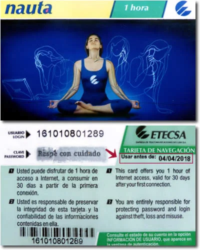The Nauta cards that you will have to purchase in order to use the ETECSA hotspots 
