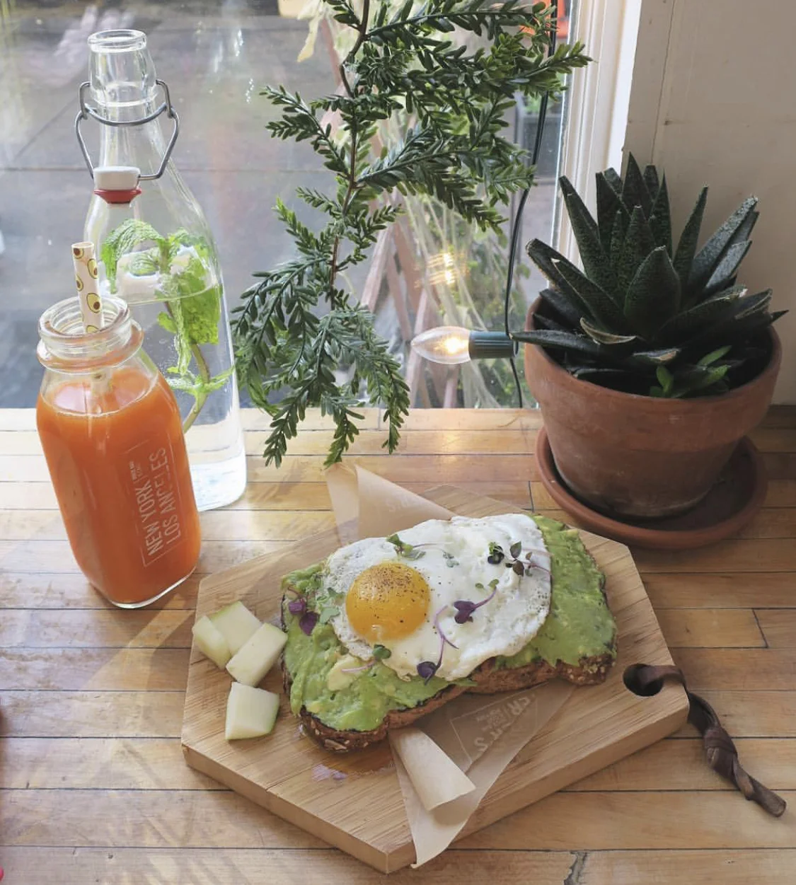 My $32 avo toast and carrot ginger juice meal at The Butcher’s Daughter . Expensive, but yummy!