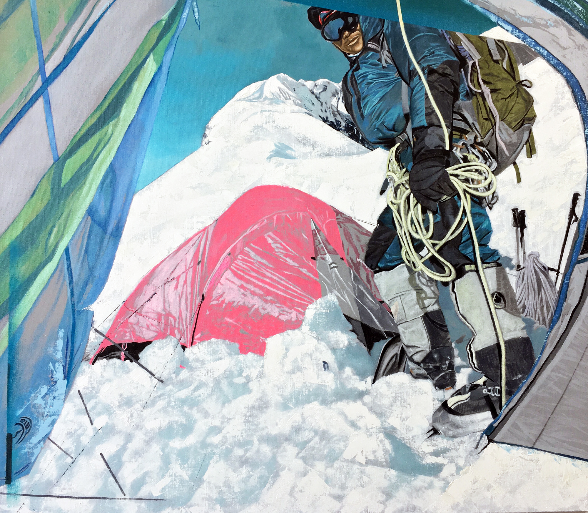 Tent Door, Baruntse High Camp, Oil on Linen