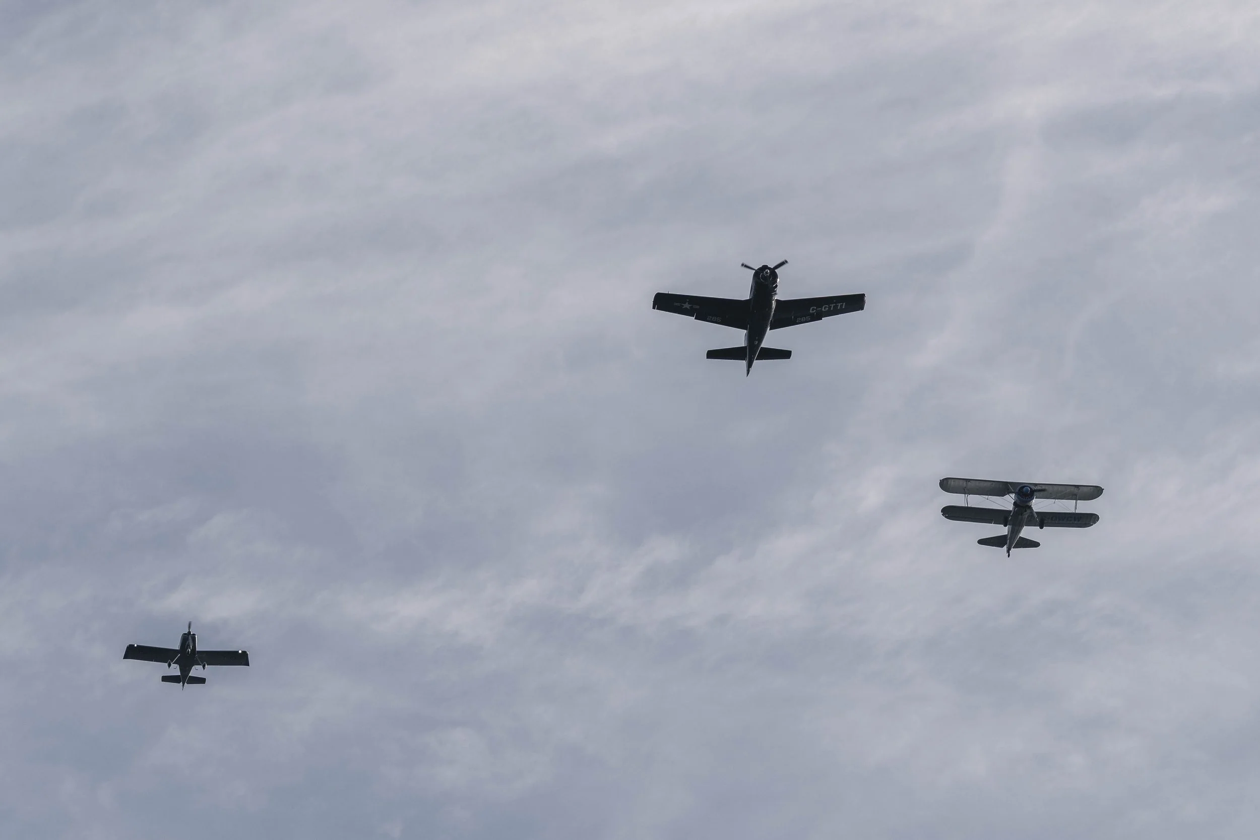  The planes flying over as a part of the Nanaimo Remembrance Day ceremony. 