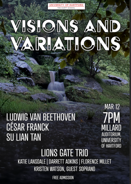 Upcoming performance of new work with Kristen Watson, Lions Gate Trio