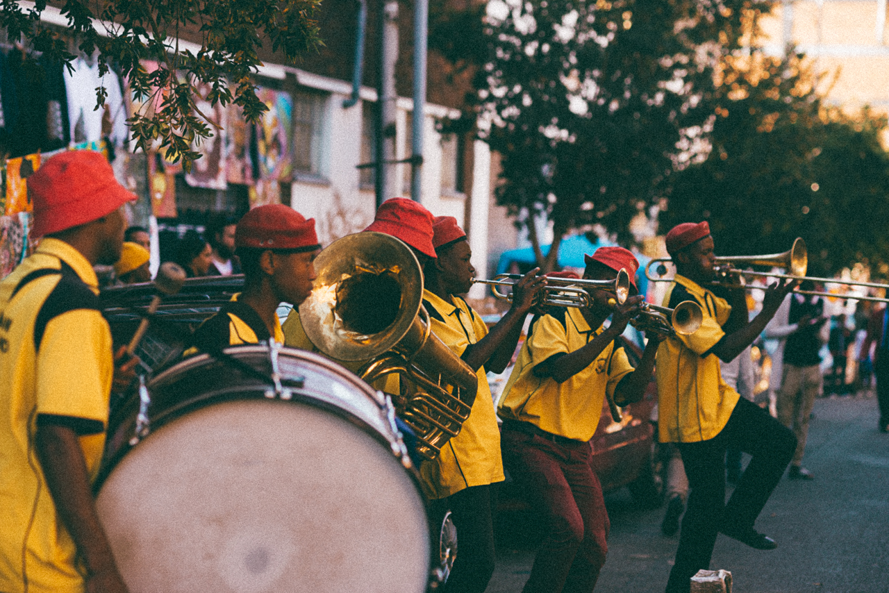  Found a marching band playing amazing music in Maboneng. Stopped all traffic 