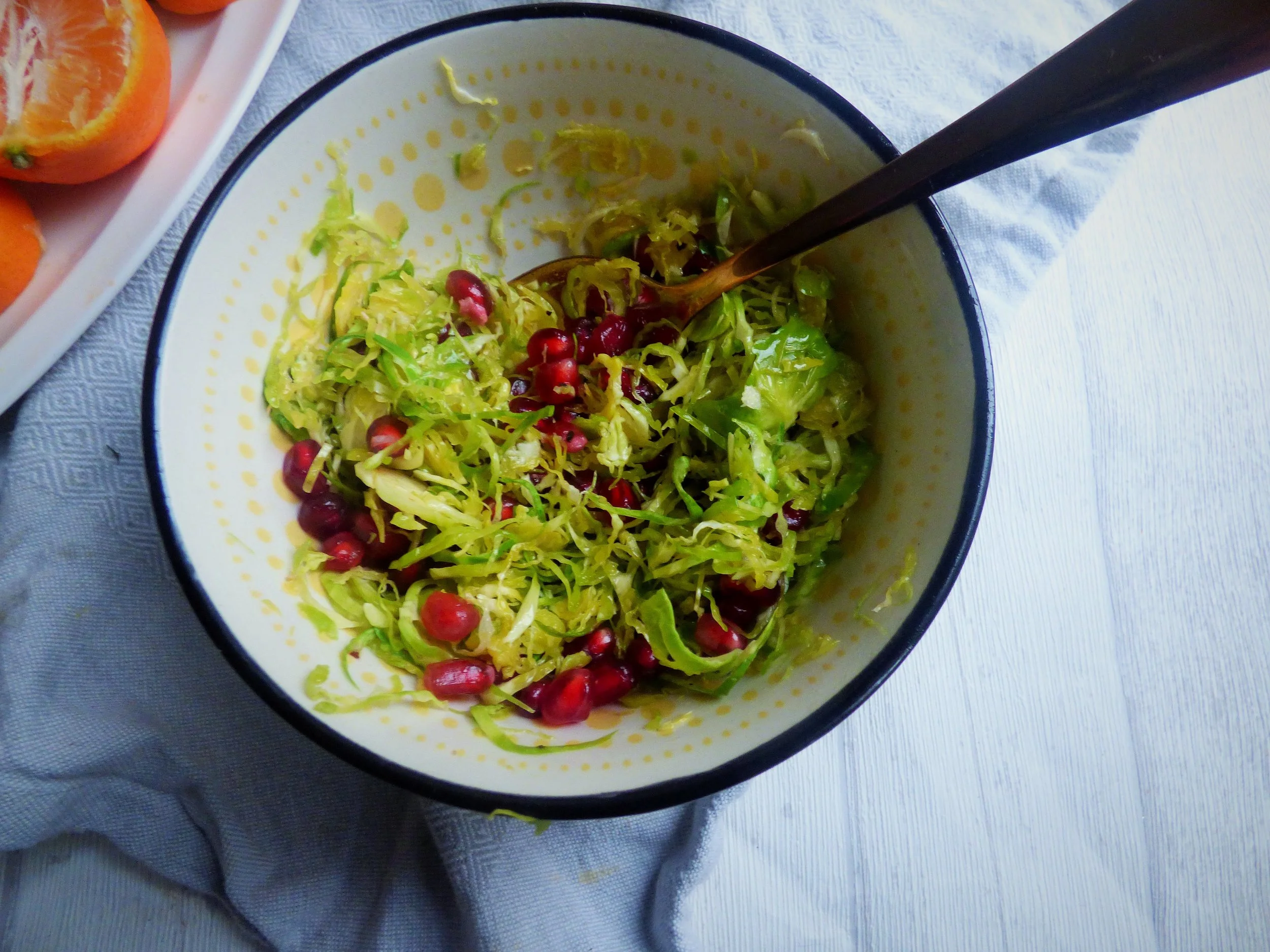 Brussels sprouts and pomegranate side salad