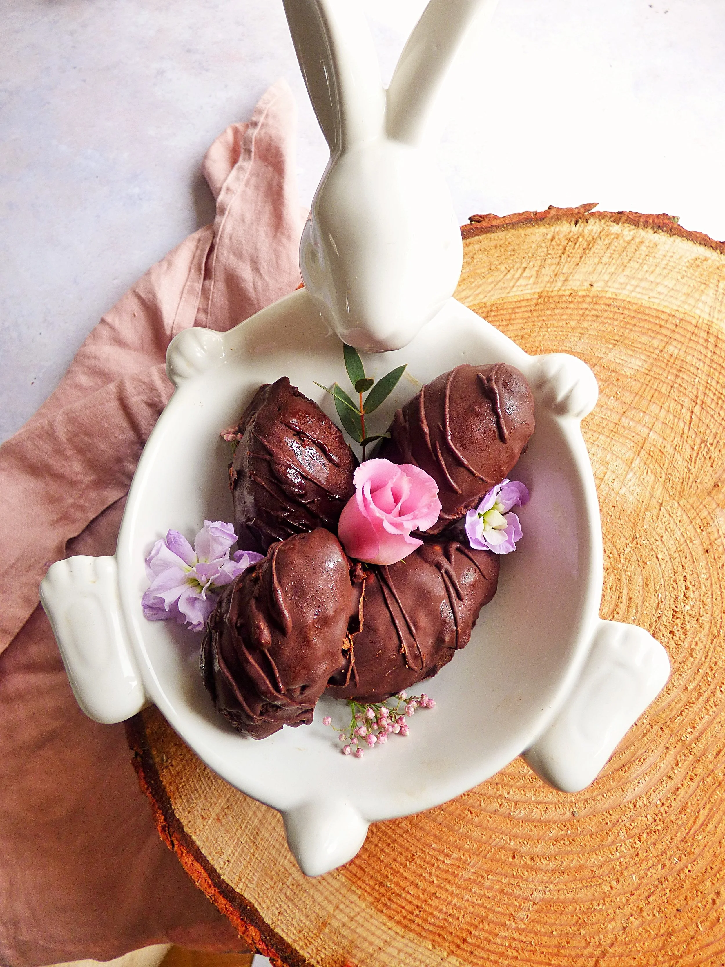 Chocolate brownie truffle Easter eggs with a salted caramel centre 