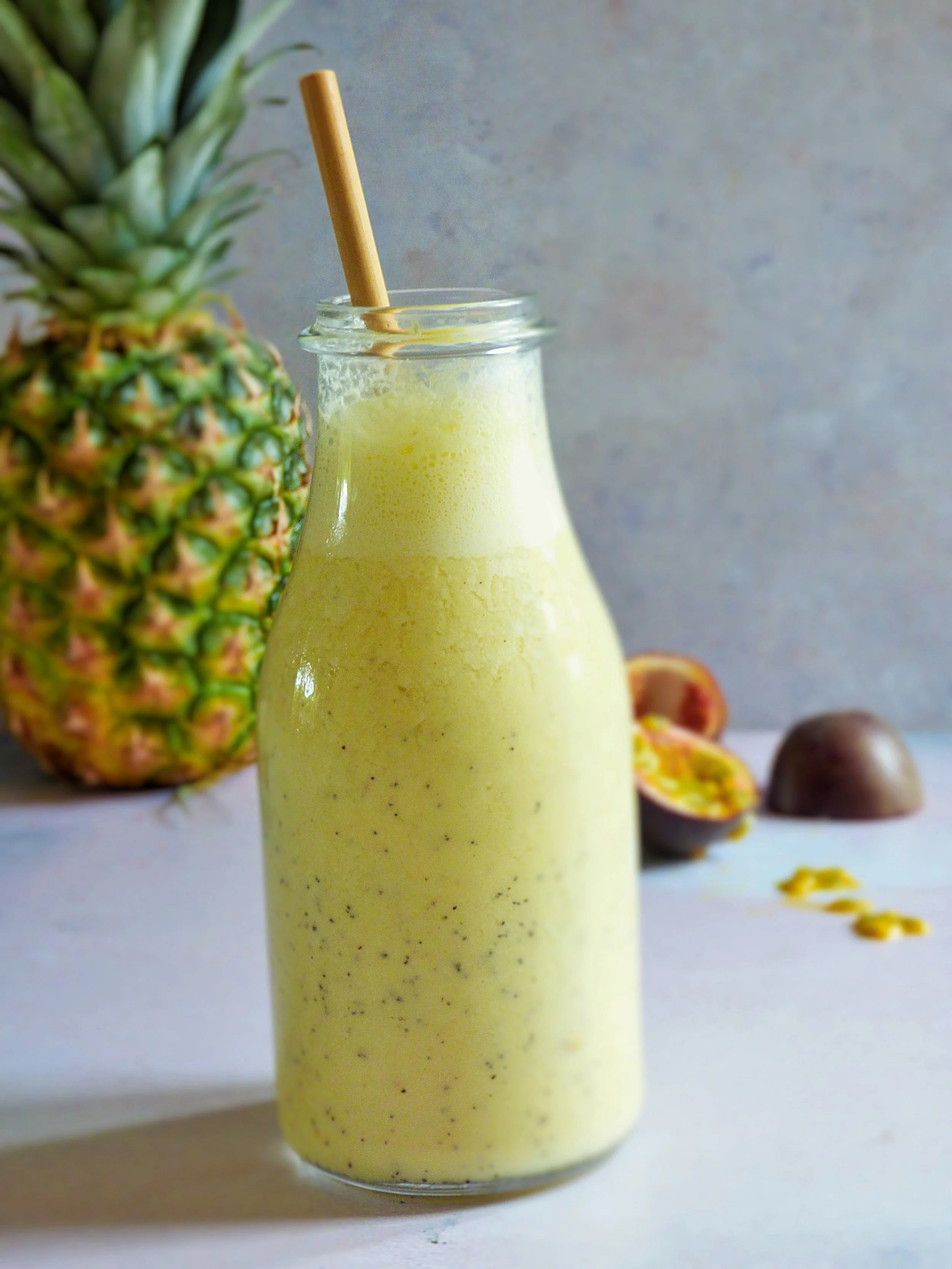 Pineapple, passion fruit and coconut smoothie