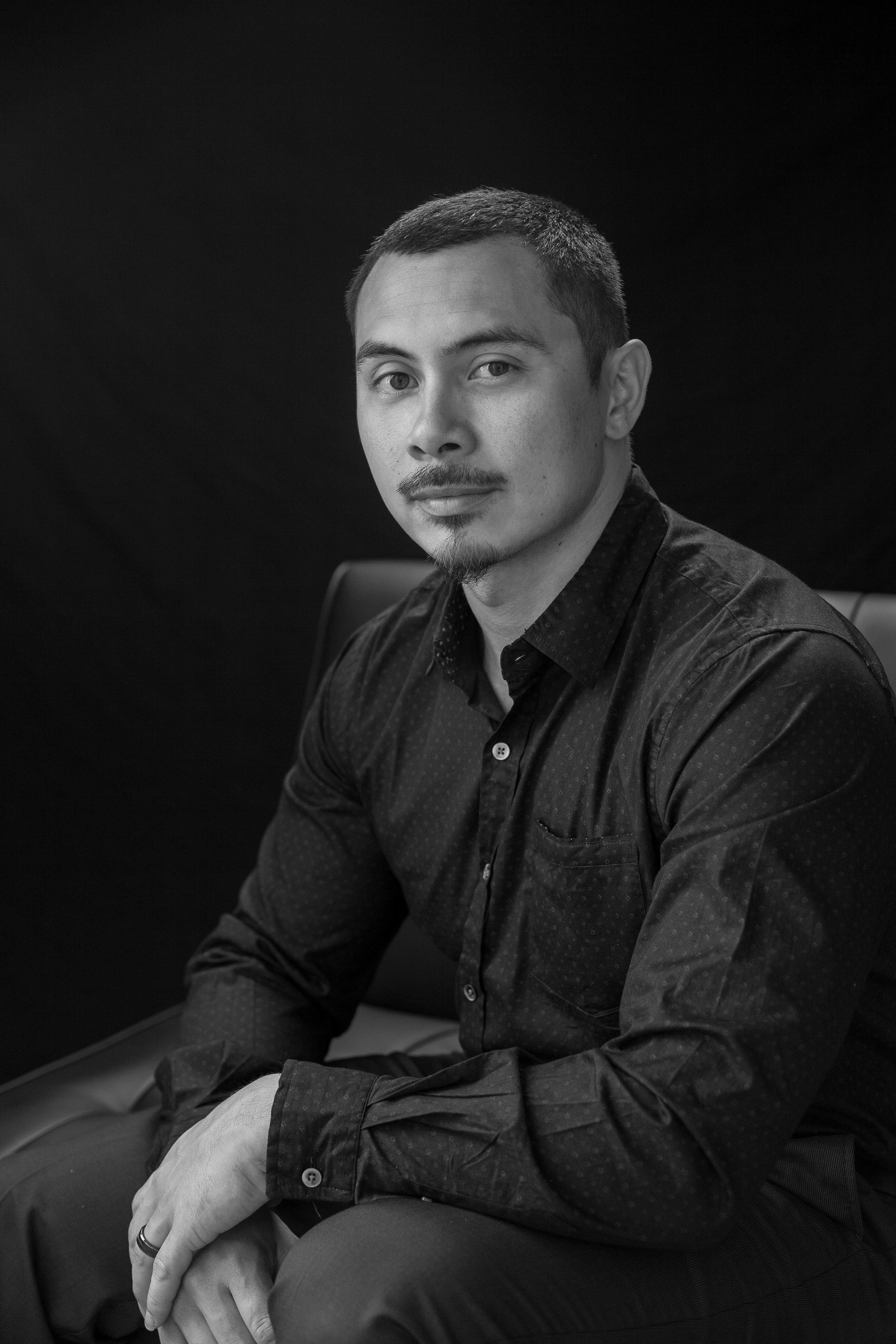 young man in black and white
