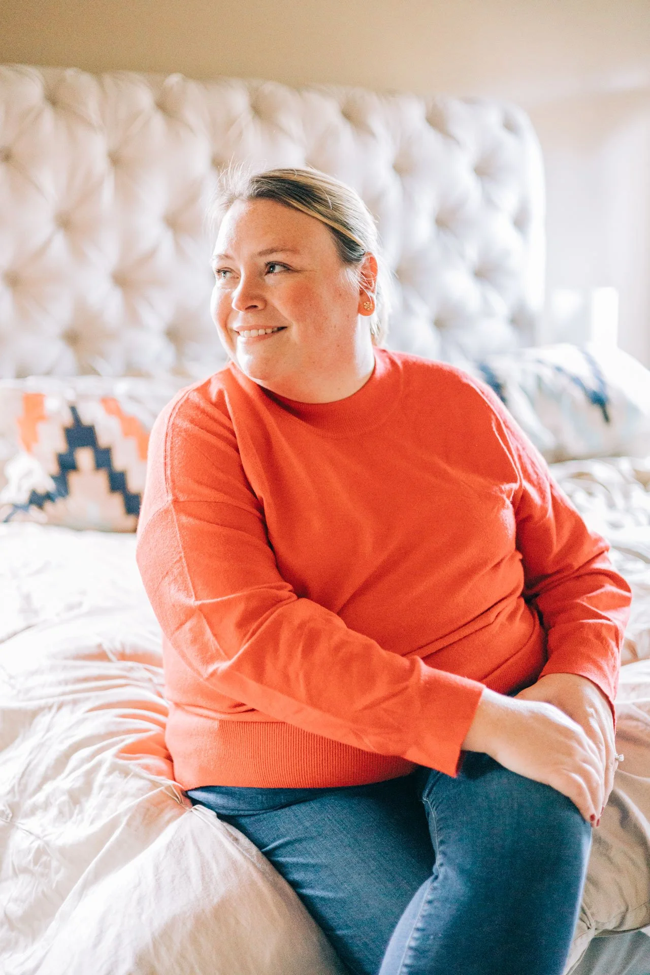 Sam Dorn from Learning to Bloom chilling out in her bedroom.