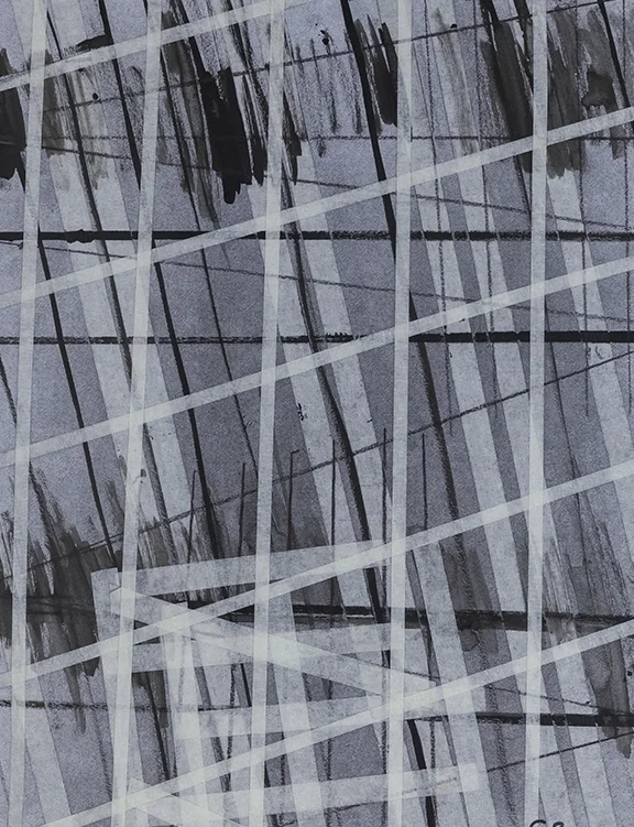 Window on the World V, Charcoal & Tape on Paper