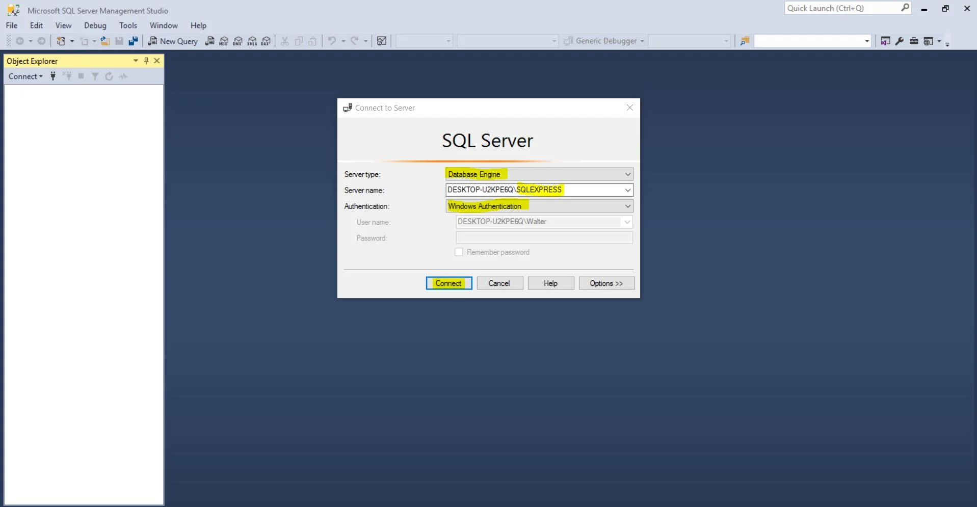 Take a look at the Connect to Server pop up. Click on Connect