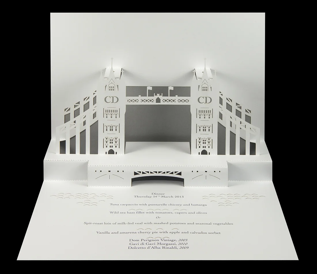 Harrods Tower Bridge Pop-Up Menu.