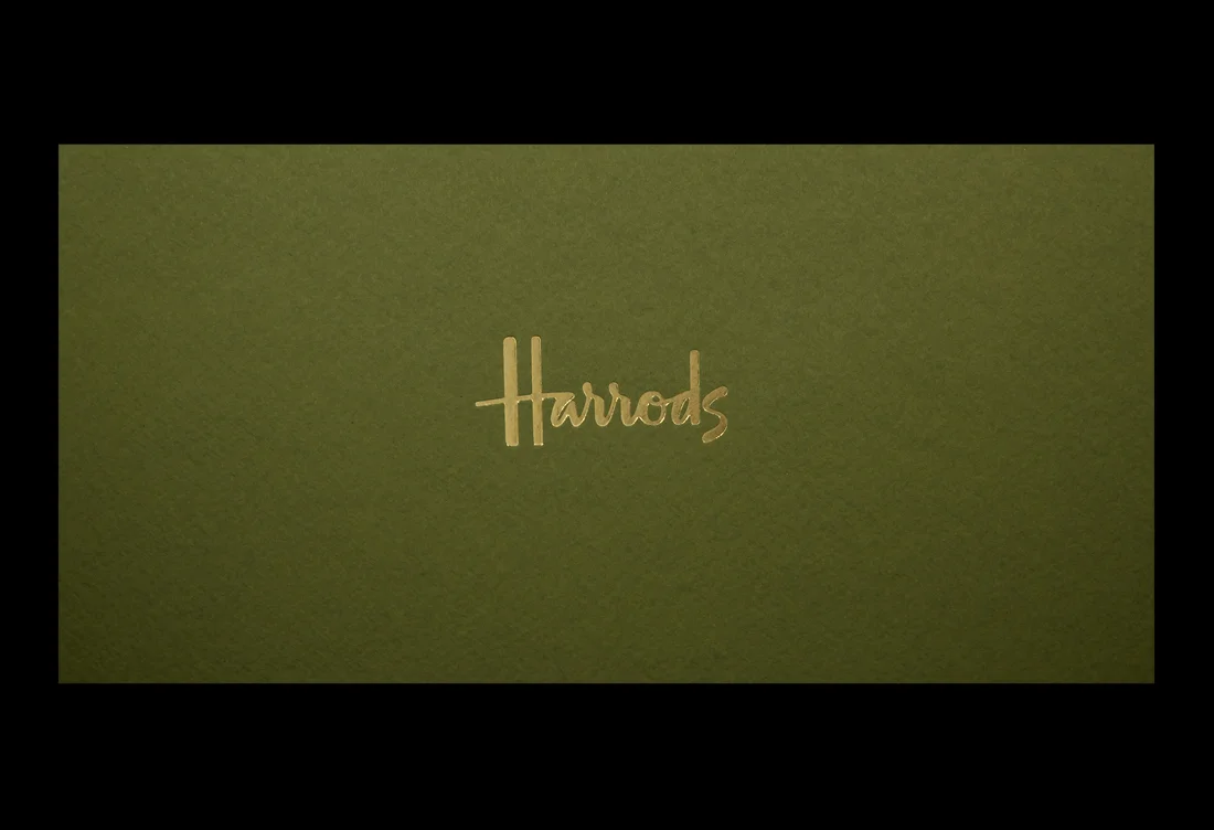 Front cover gold foiled onto textured green card