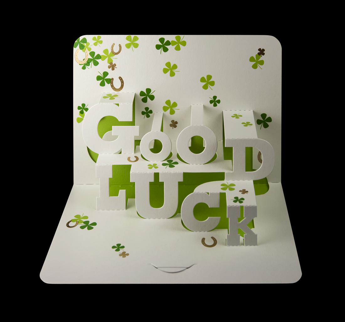 Typographic ‘Good luck’ pop-up card