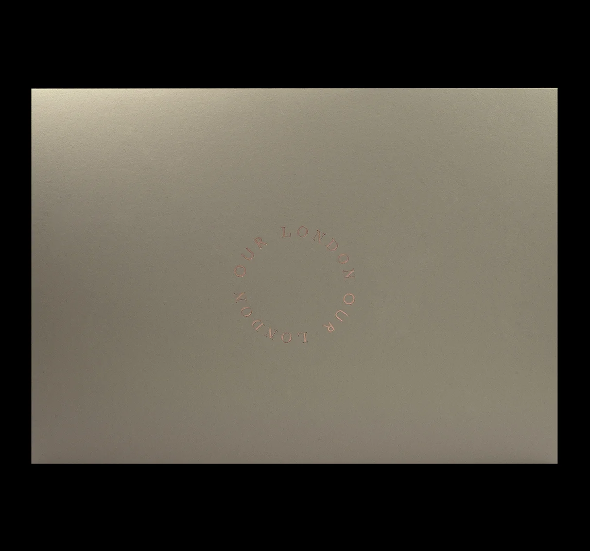 Cover rose gold foiled onto Curious Matter Andina Grey.