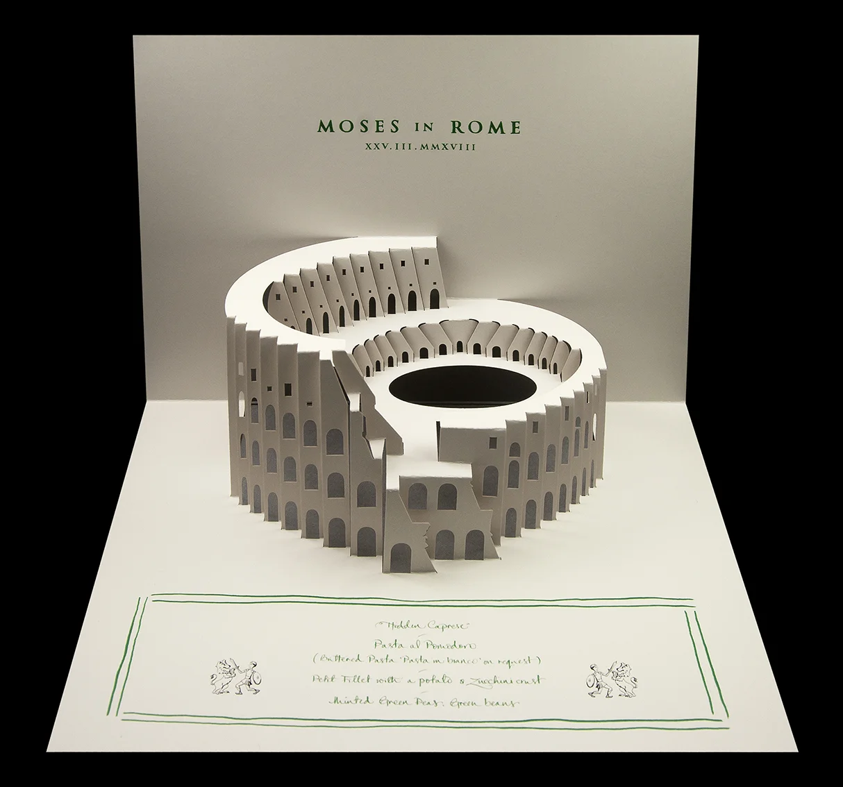 Rome Colosseum pop-up dinner menu.