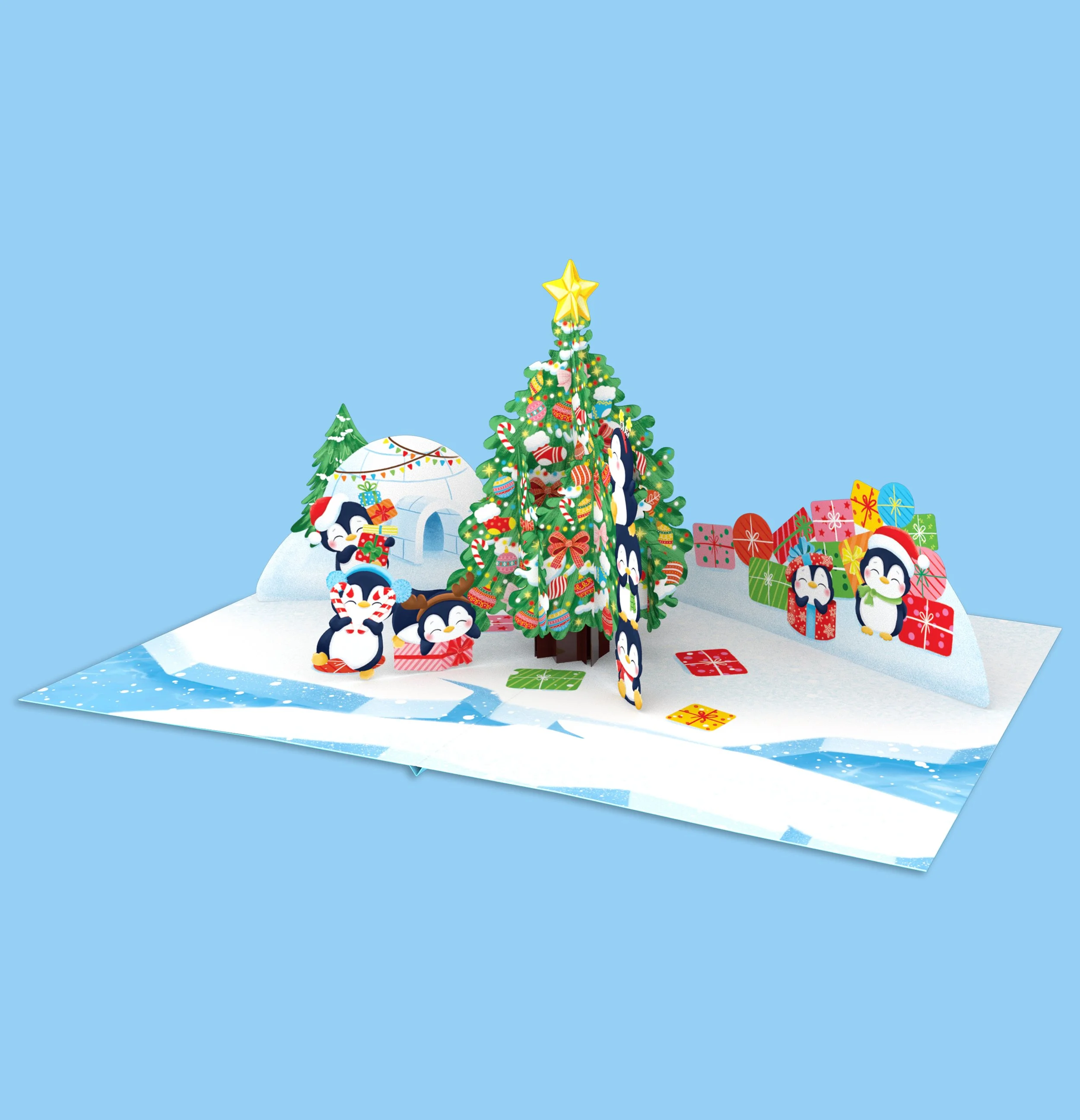 Penguin Christmas 3D popup card angle view.jpg