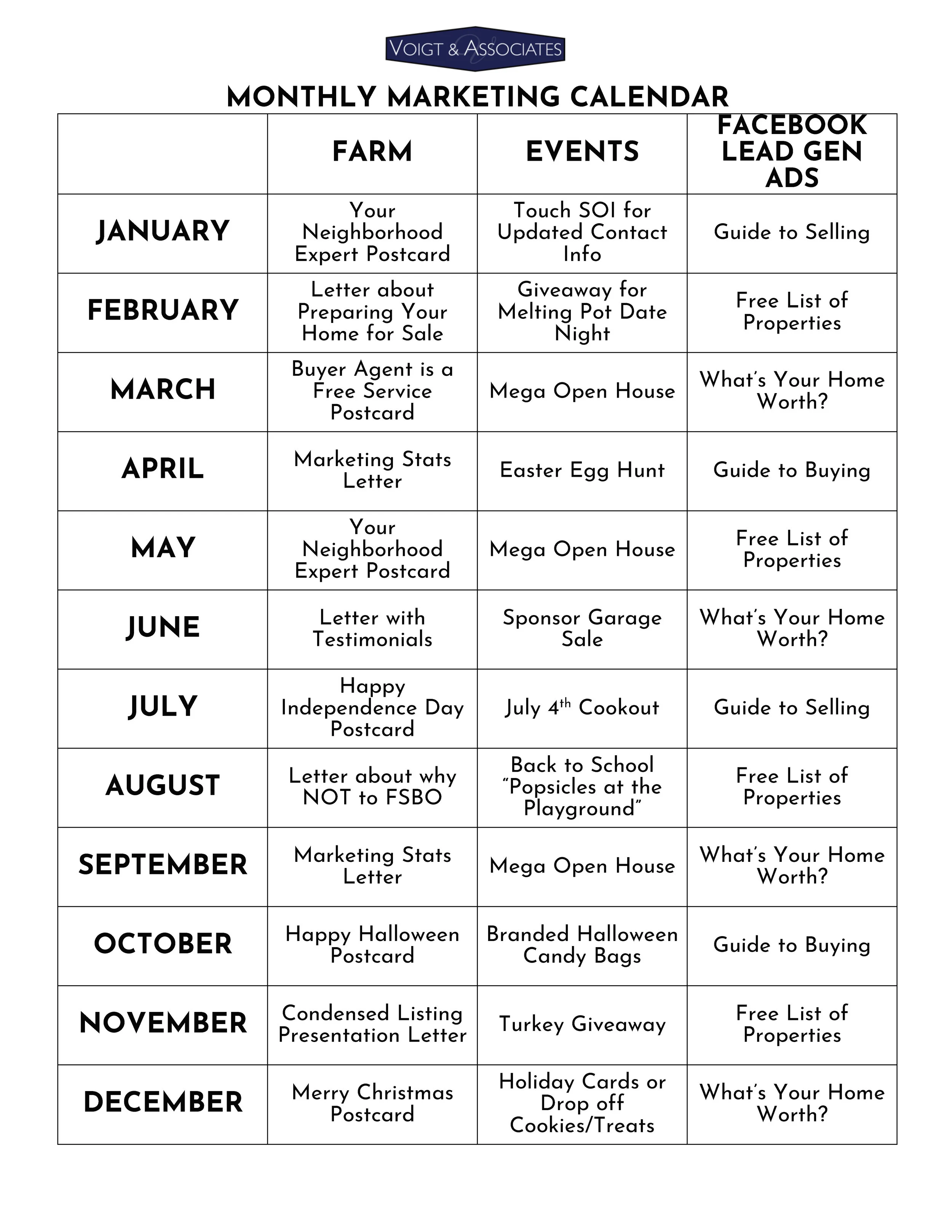 Monthly Real Estate Business Planner