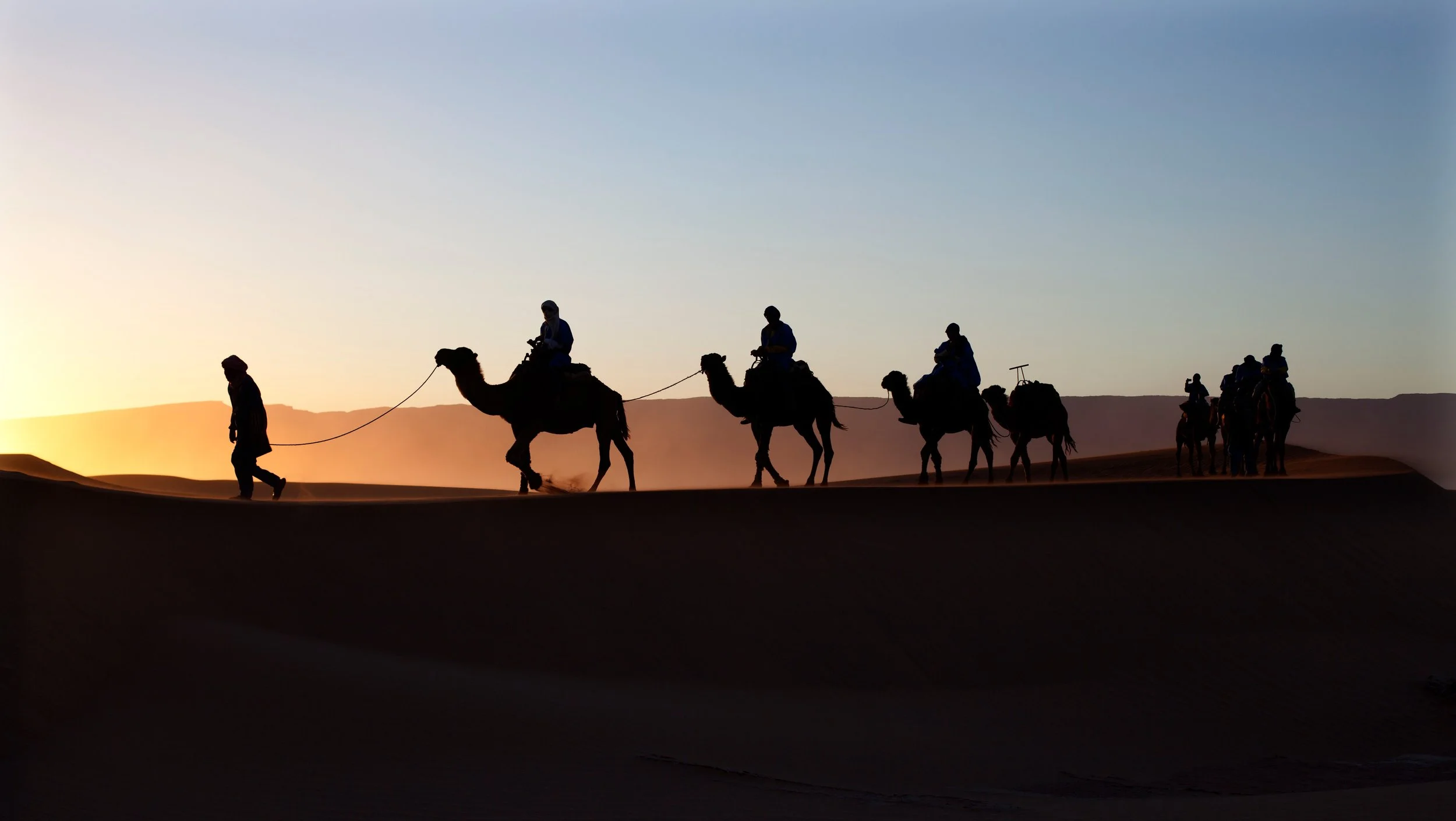 Camel ride in the Sahara in Morocco