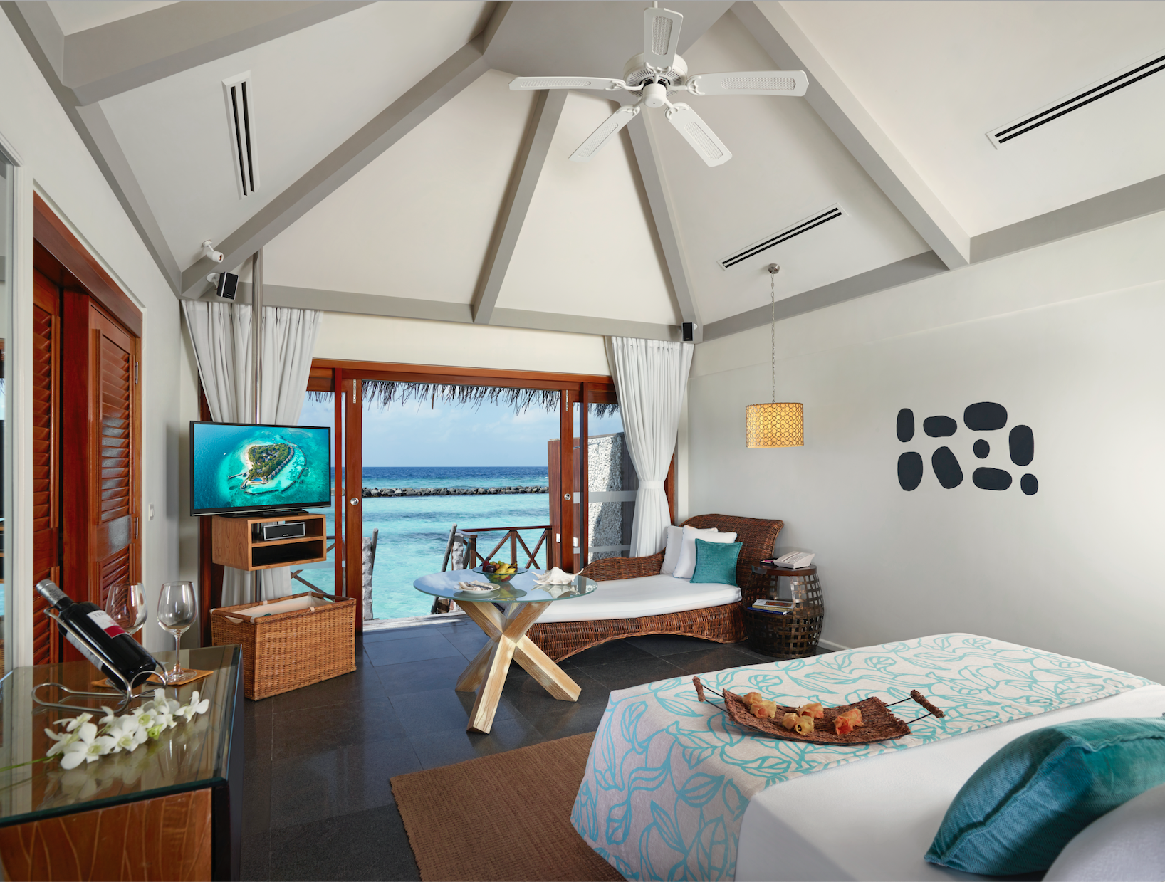   Bedroom views in a Premium Water Villa (photo credit: Taj Hotels)  