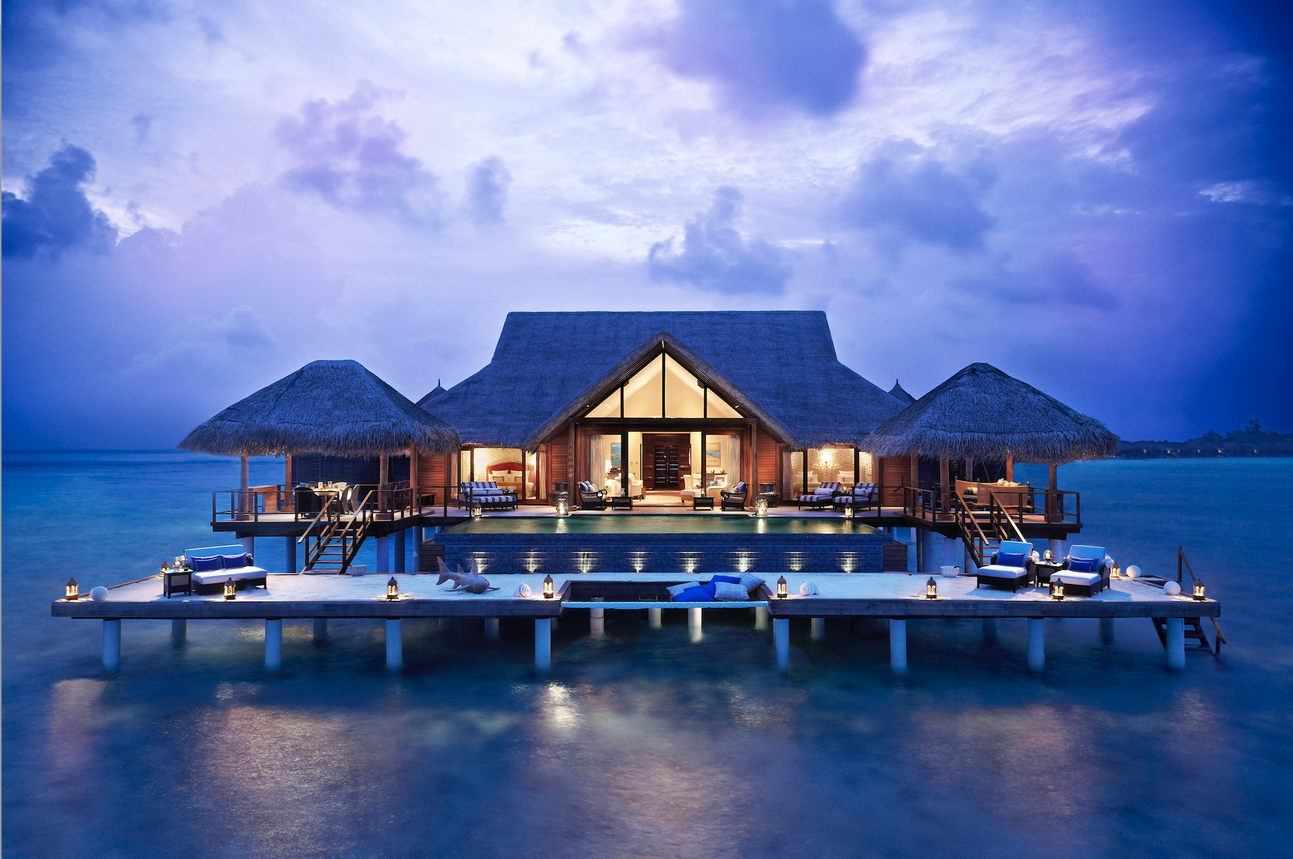   The Rehendi Presidential Overwater Suite, called “the most beautiful place on earth” by previous guests (photo credit: Taj Hotels)  