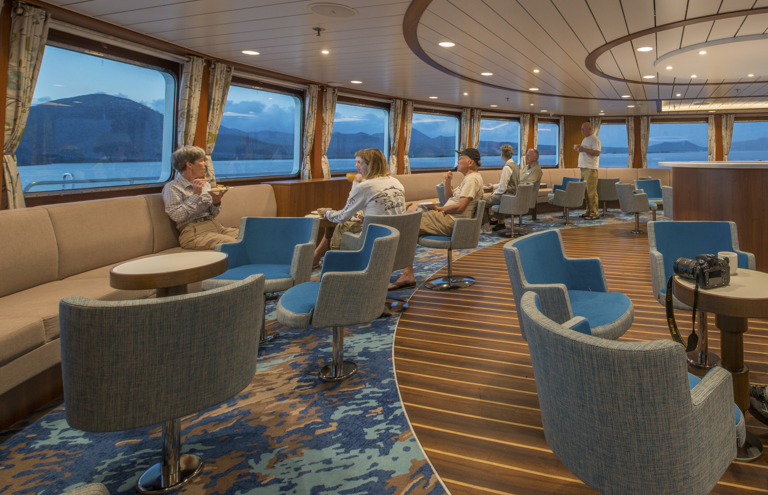   The lounge onboard the National Geographic Endeavour II (photo credit: Lindblad Expeditions)  