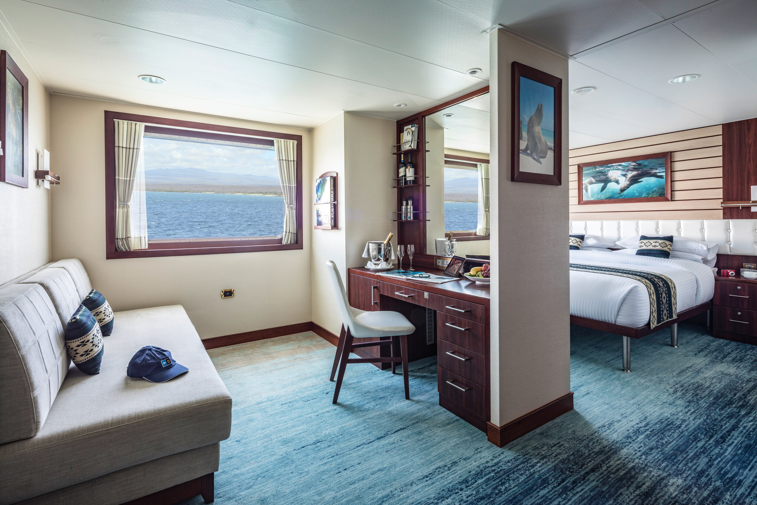   A suite onboard the National Geographic Endeavour II (photo credit: Lindblad Expeditions)  