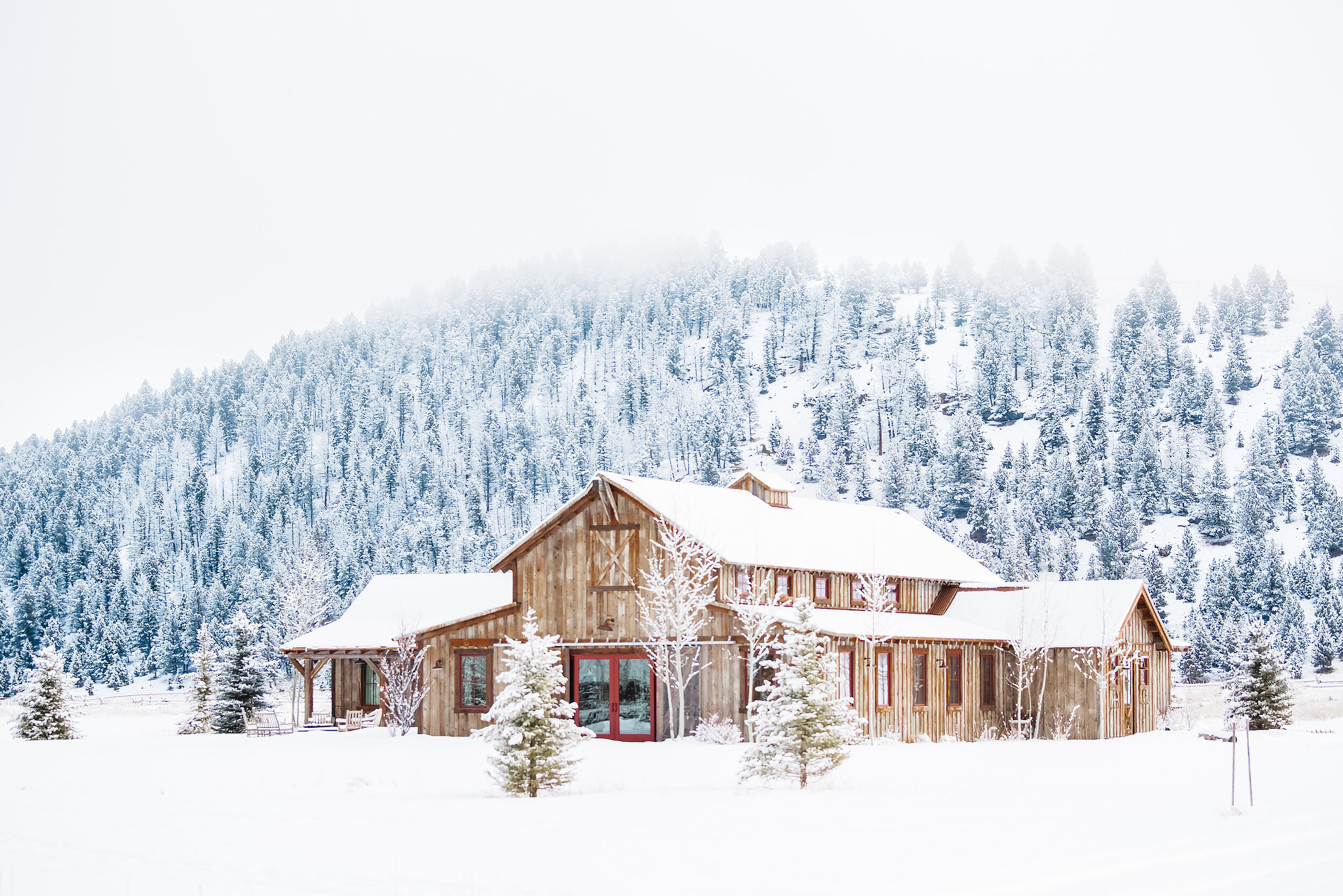   A very picturesque Buckle Barn in the winter (photo credit: The Ranch at Rock Creek)  