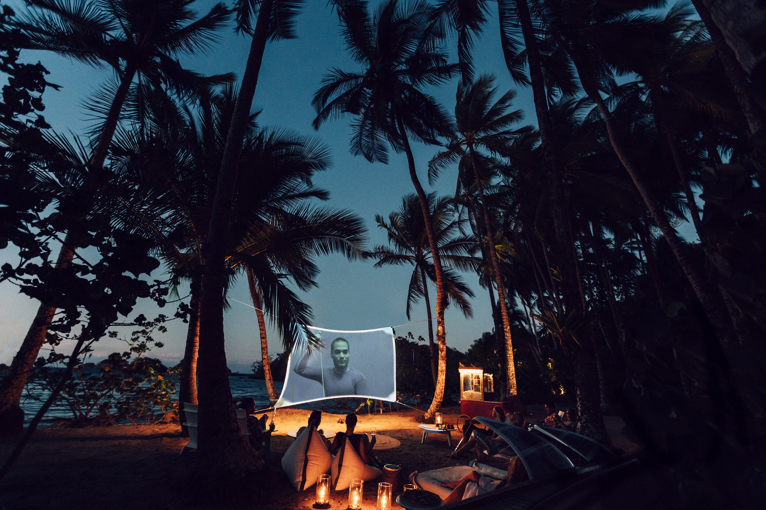   Movie night on the beach at Islas Secas (photo credit: Dominique DeBay Collection)  