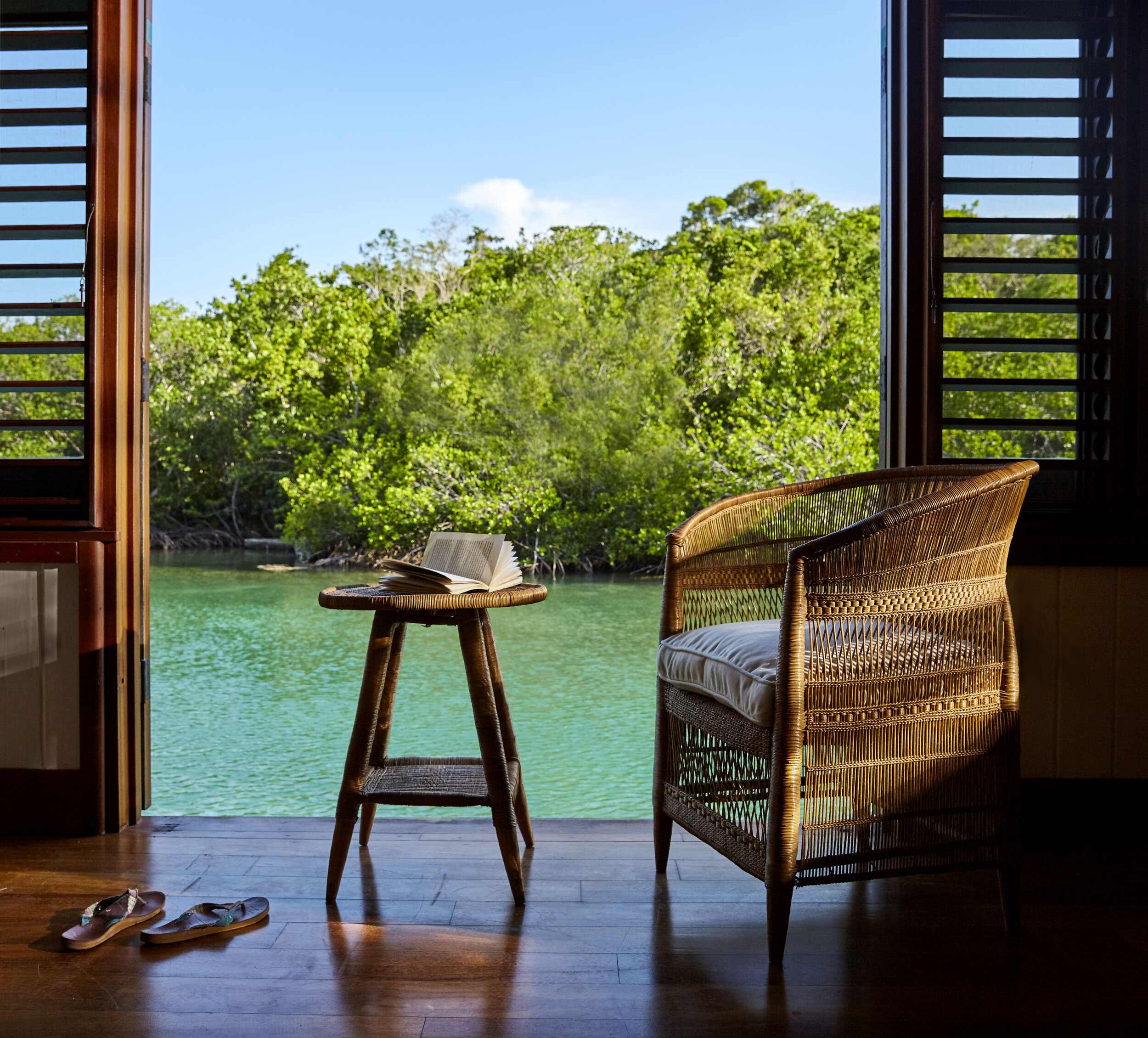   A tranquil moment in a Lagoon Cottage at GoldenEye (photo credit: Dominique DeBay Collection)  