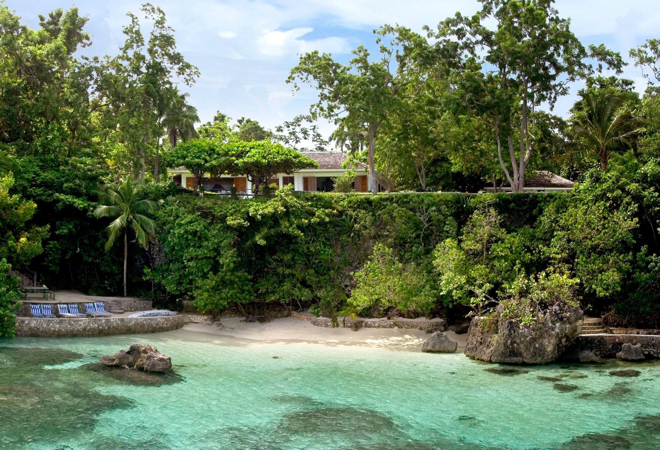   A villa nestled near the lagoon at GoldenEye (photo credit: Dominique DeBay Collection)  