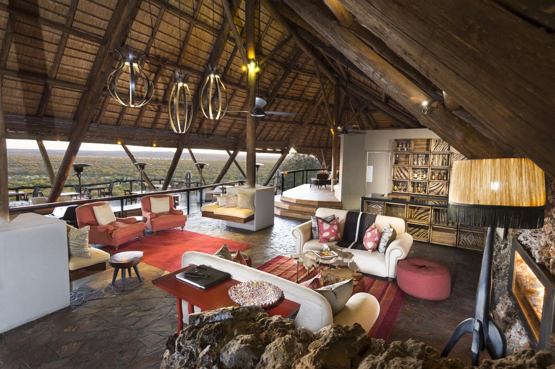 The Lounge in Ongava Lodge in Etosha National Park in Namibia