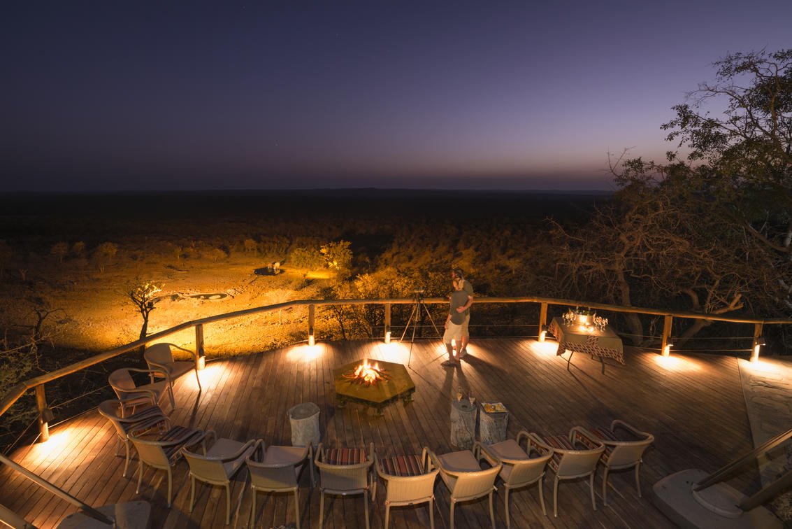 Nighttime view of Etosha Ongava Lodge in Namibia