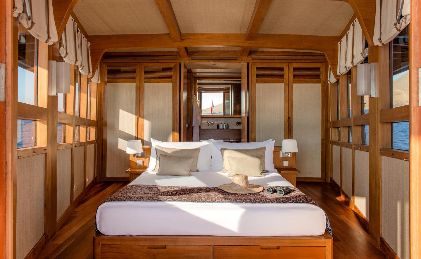 Bedroom onboard luxury yacht Amandira