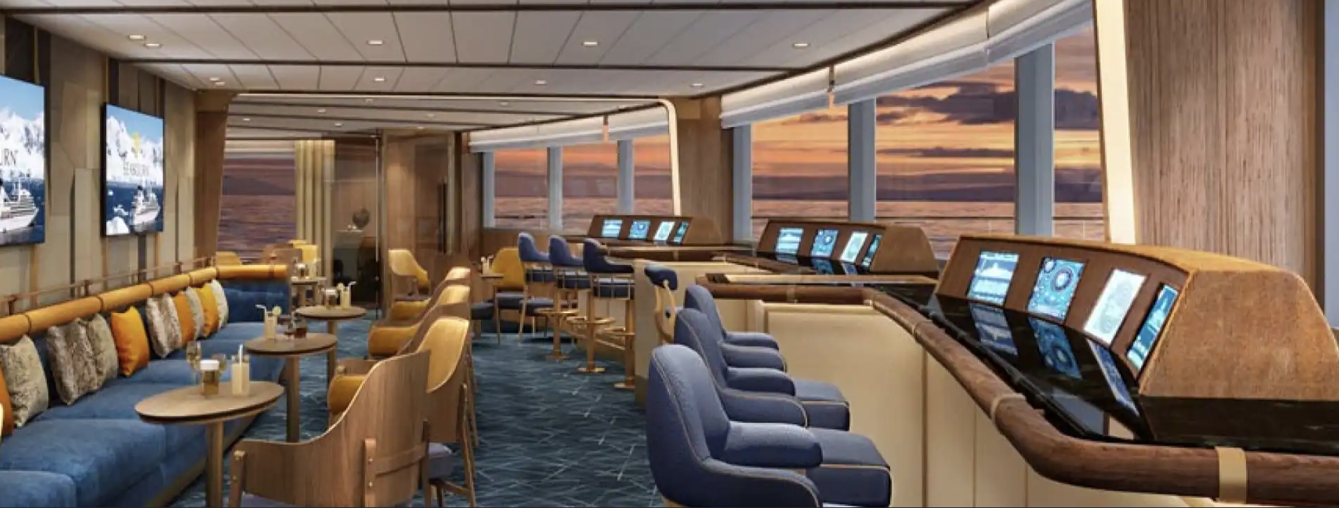 Rendering of the Bow Lounge onboard the Seabourn Pursuit