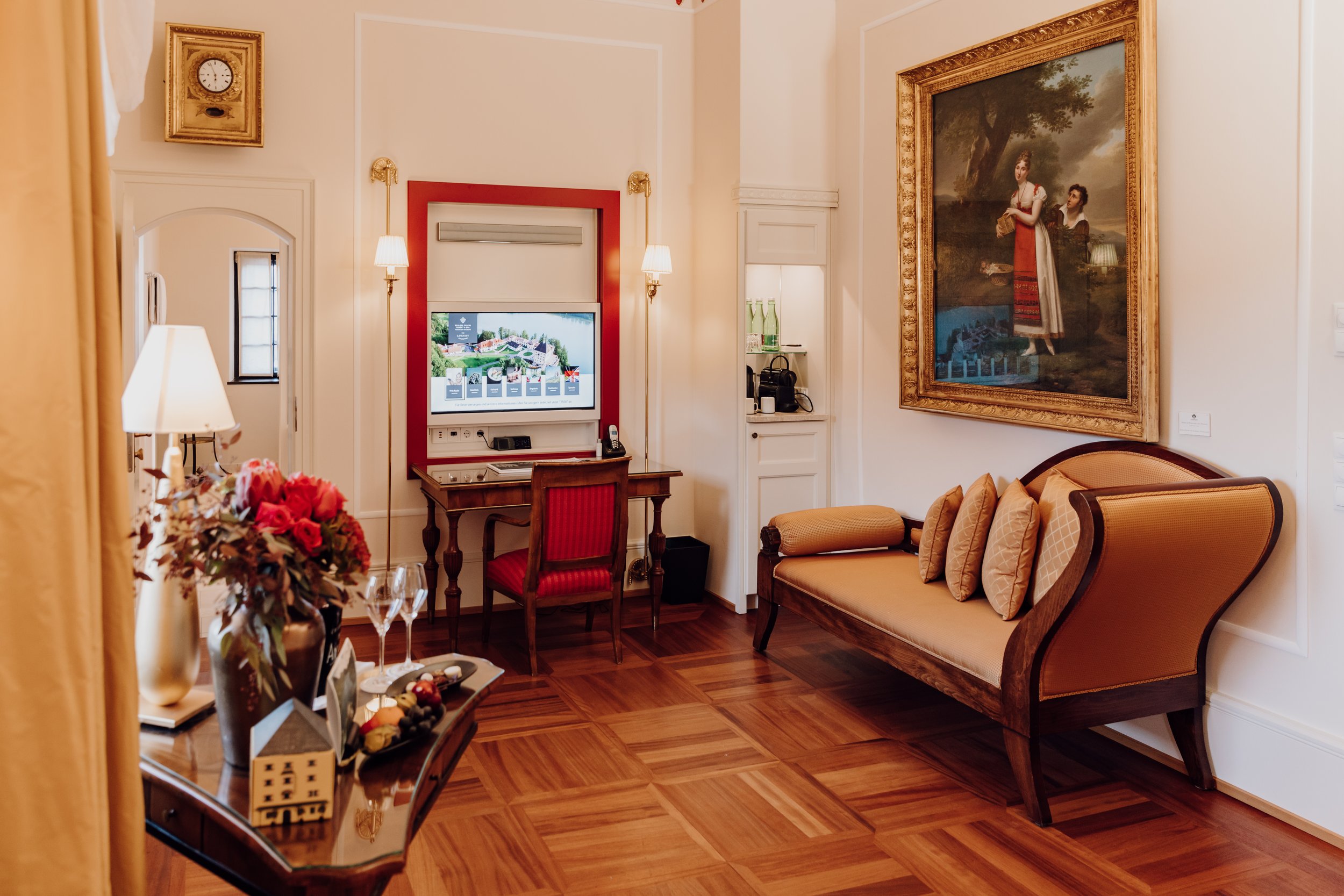 Old Master art collection in a suite at Schloss Fuschl, a hotel in the Marriott Luxury Collection in Salzburg, Austria