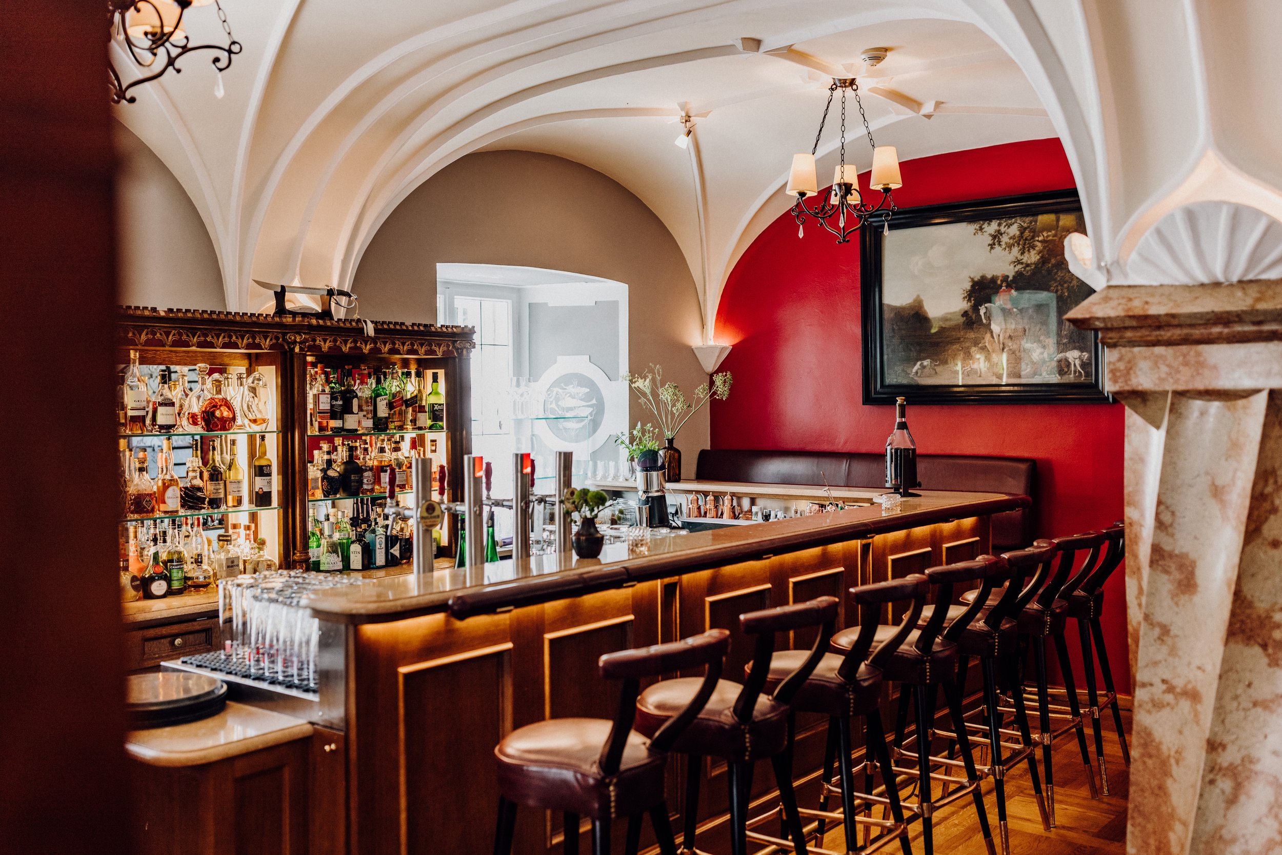 Hotel bar at Schloss Fuschl, a hotel in the Marriott Luxury Collection in Salzburg, Austria