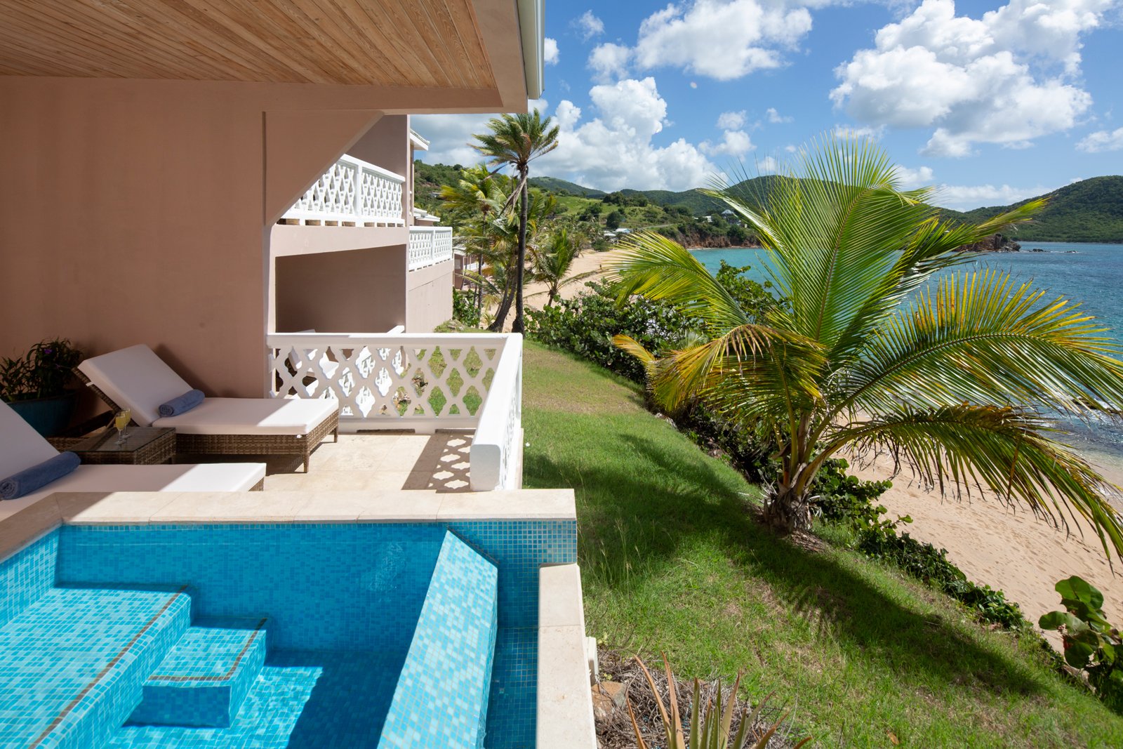 Private pool on the terrace of the Cliff Suite at Curtain Bluff Resort in Antigua