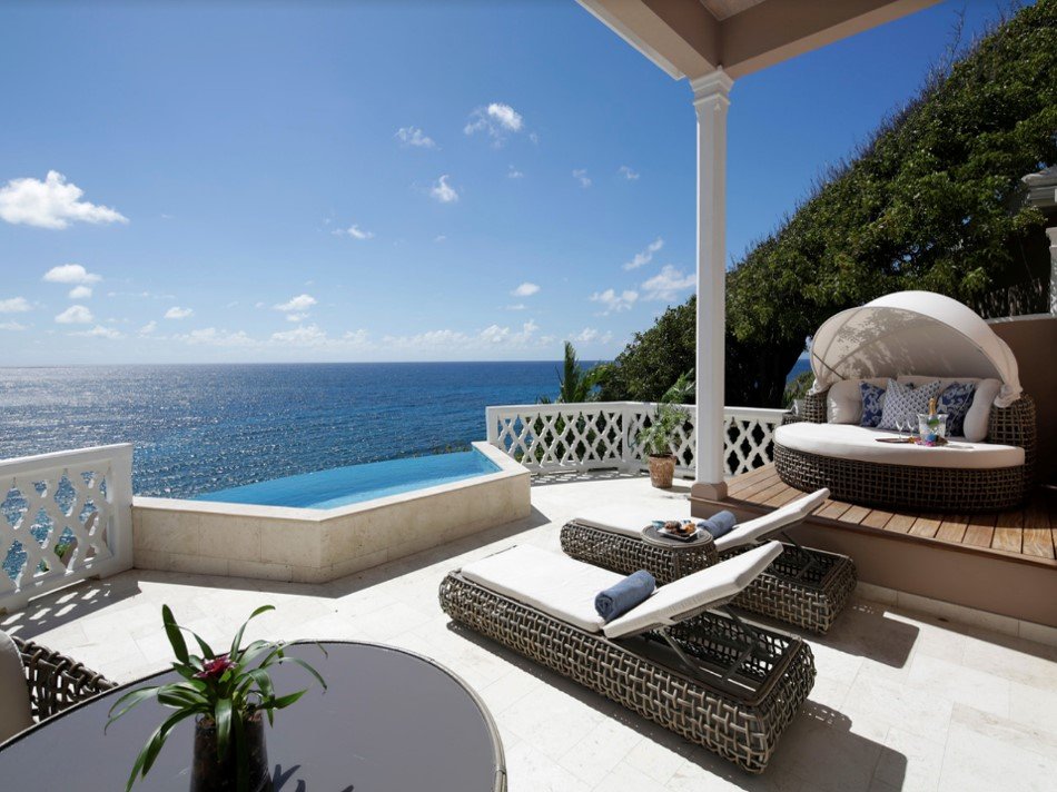 The Terrace Suite private pool looking out at the Caribbean at Curtain Bluff Antigua