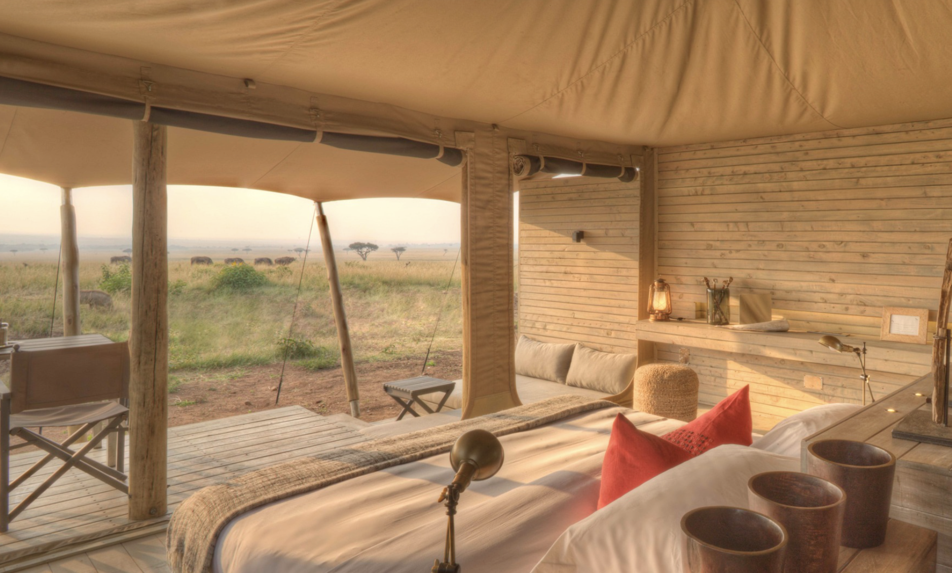 Tented accommodations at andBeyond Kichwa Tembo Tented Camp in Kenya, Africa