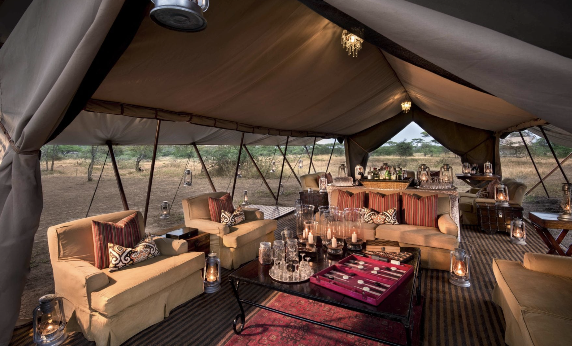 Lounge area at andBeyond Serengeti Under Canvas in Tanzania, Africa