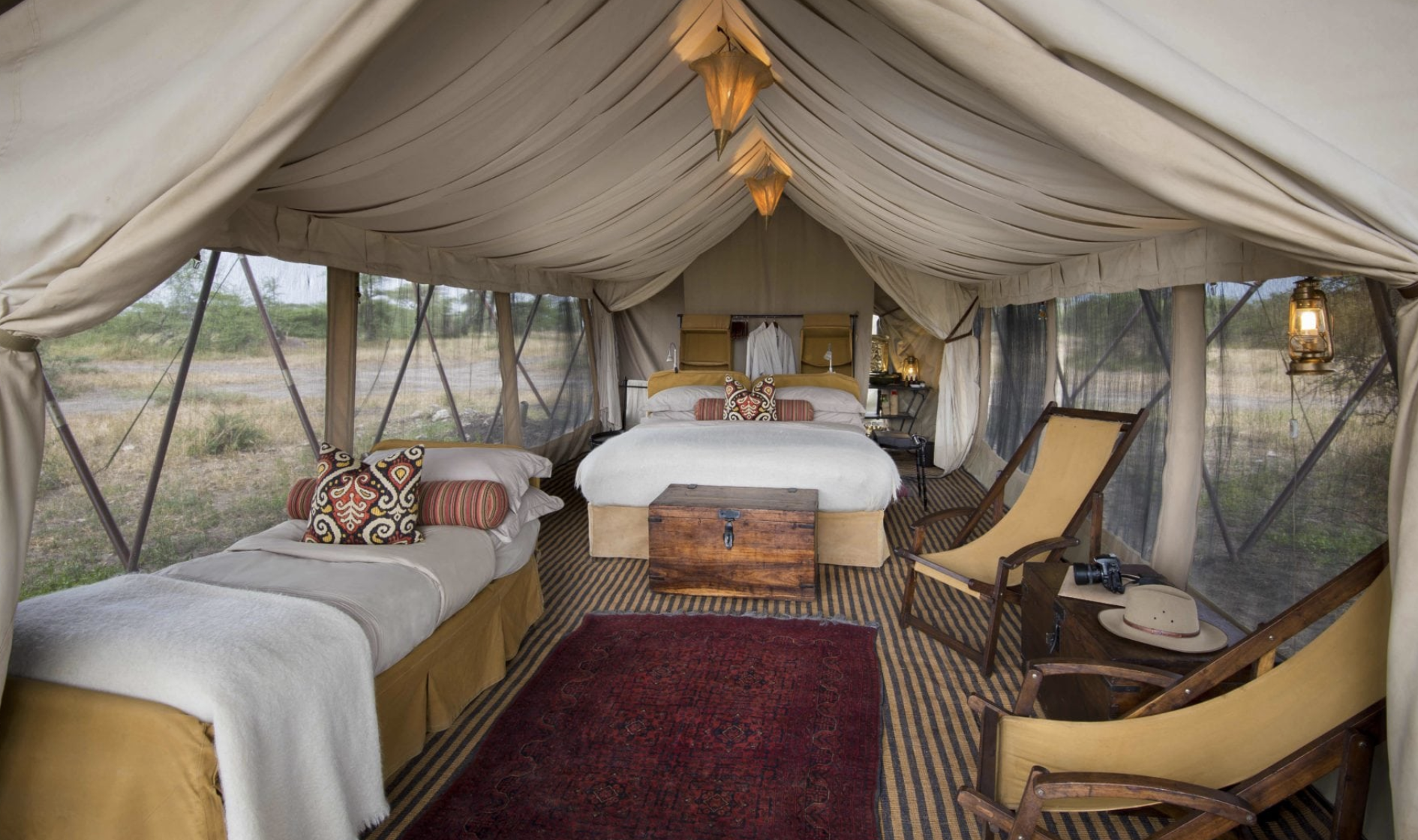 Tented accommodations at andBeyond Serengeti Under Canvas in Tanzania, Africa