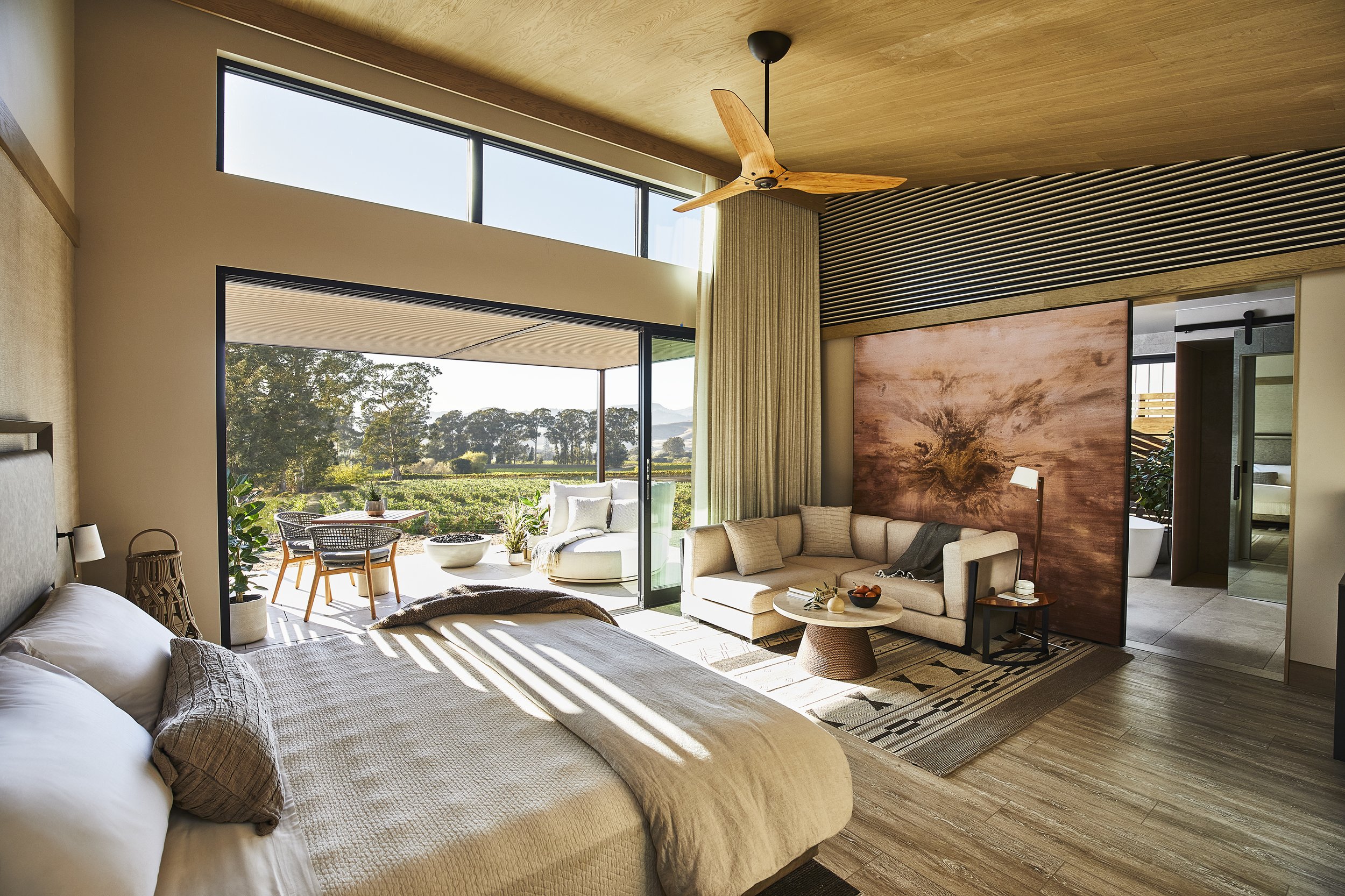 A stunning bedroom at Stanly Ranch in Napa Valley, California