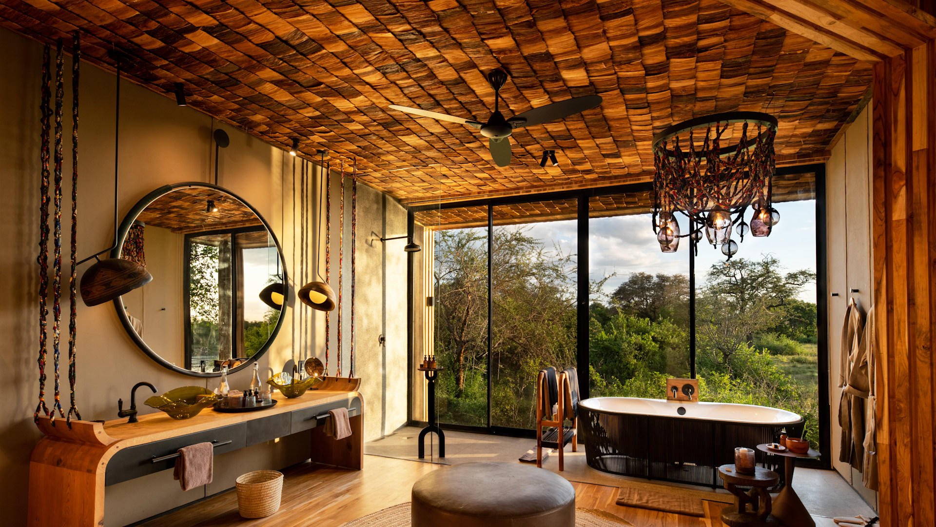 Luxury bathroom at andBeyond Grumeti Serengeti River Lodge in Tanzania