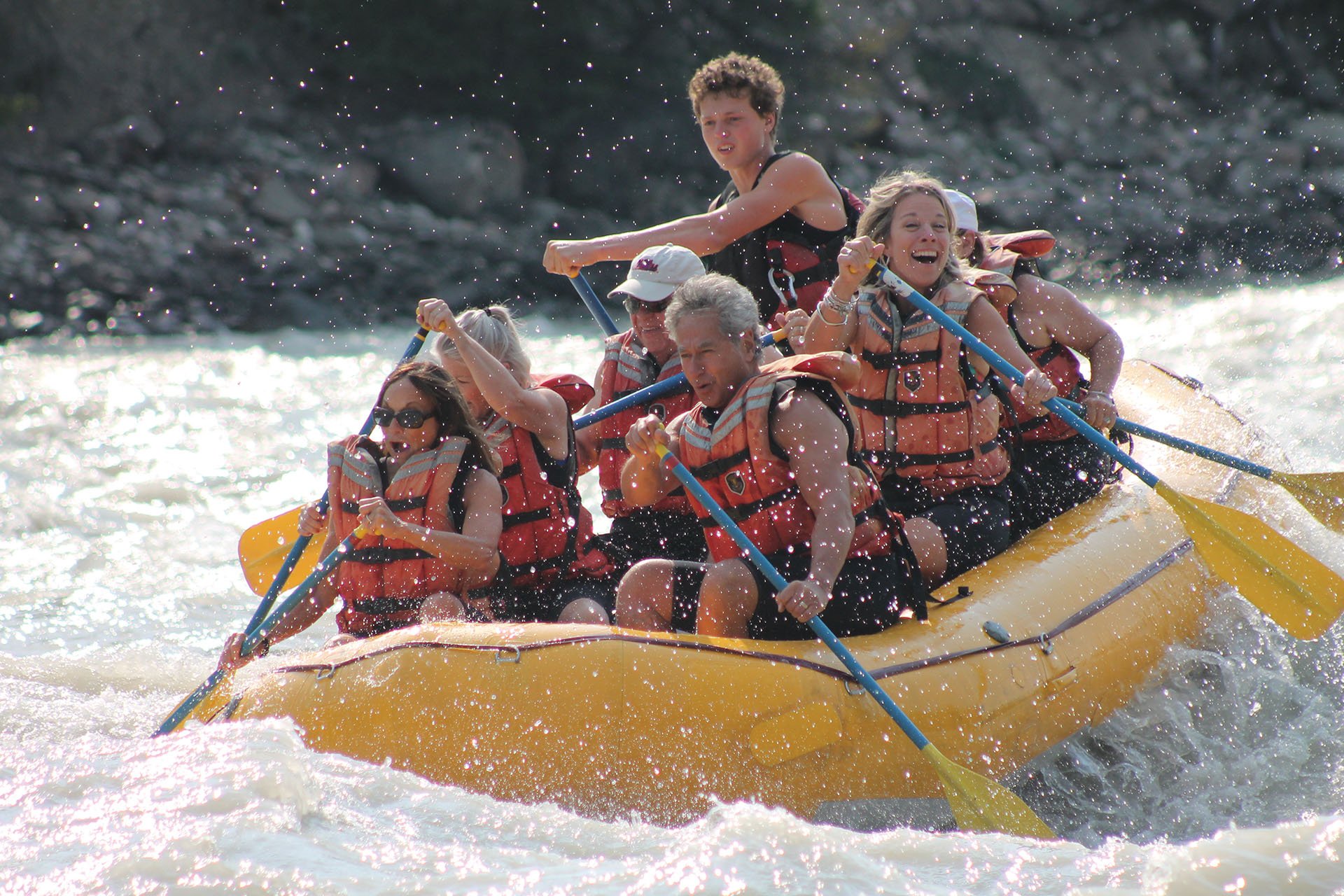 Float trip rafting excursion on the Bow River in Banff National Park