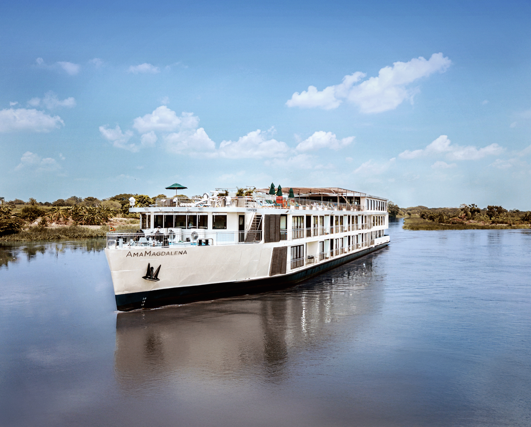 AmaMagdalena sailing on the Magdalena River in Colombia from Medellin with AmaWaterways
