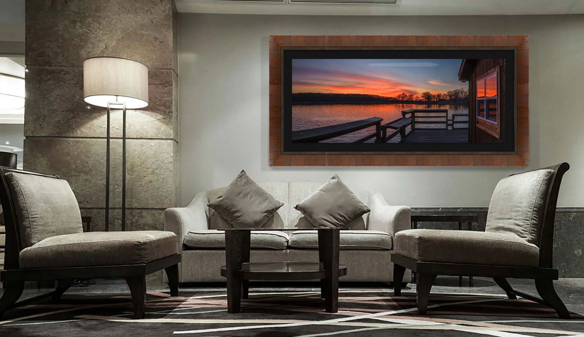 Lake Ahquabi hanging on the wall in a lobby