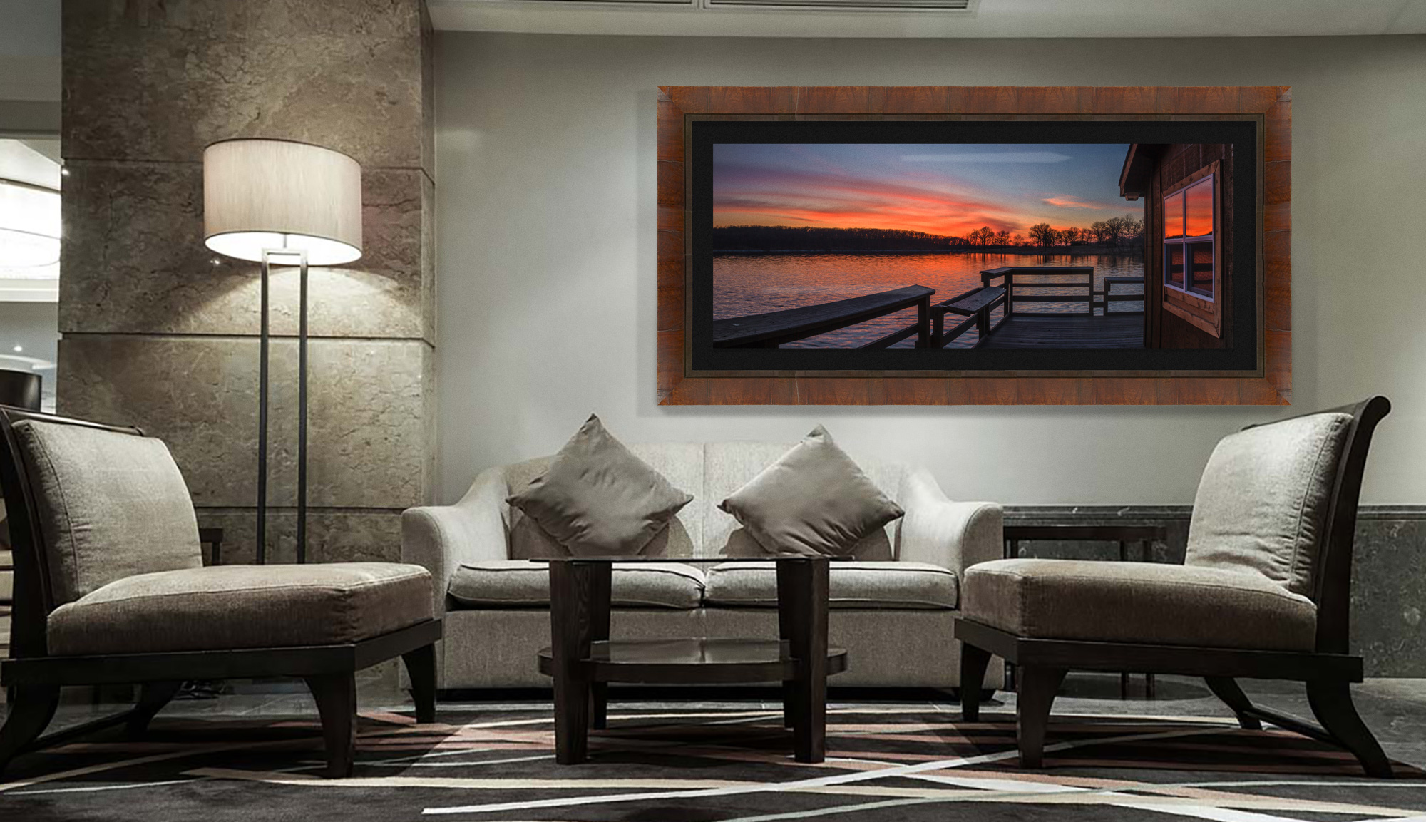 Lake Ahquabi hanging on the wall in a lobby
