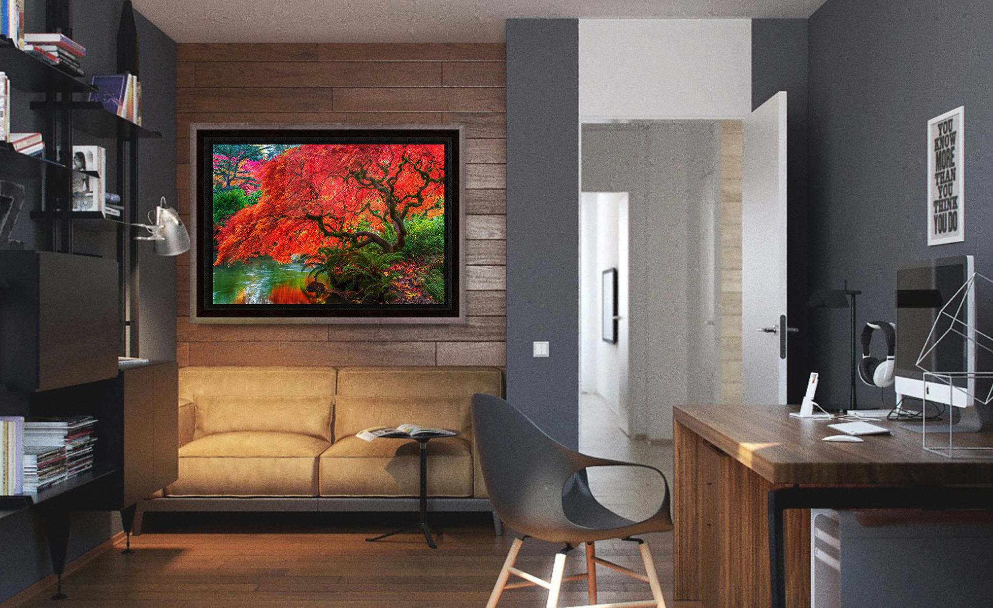 Tree of Fire hanging above a couch