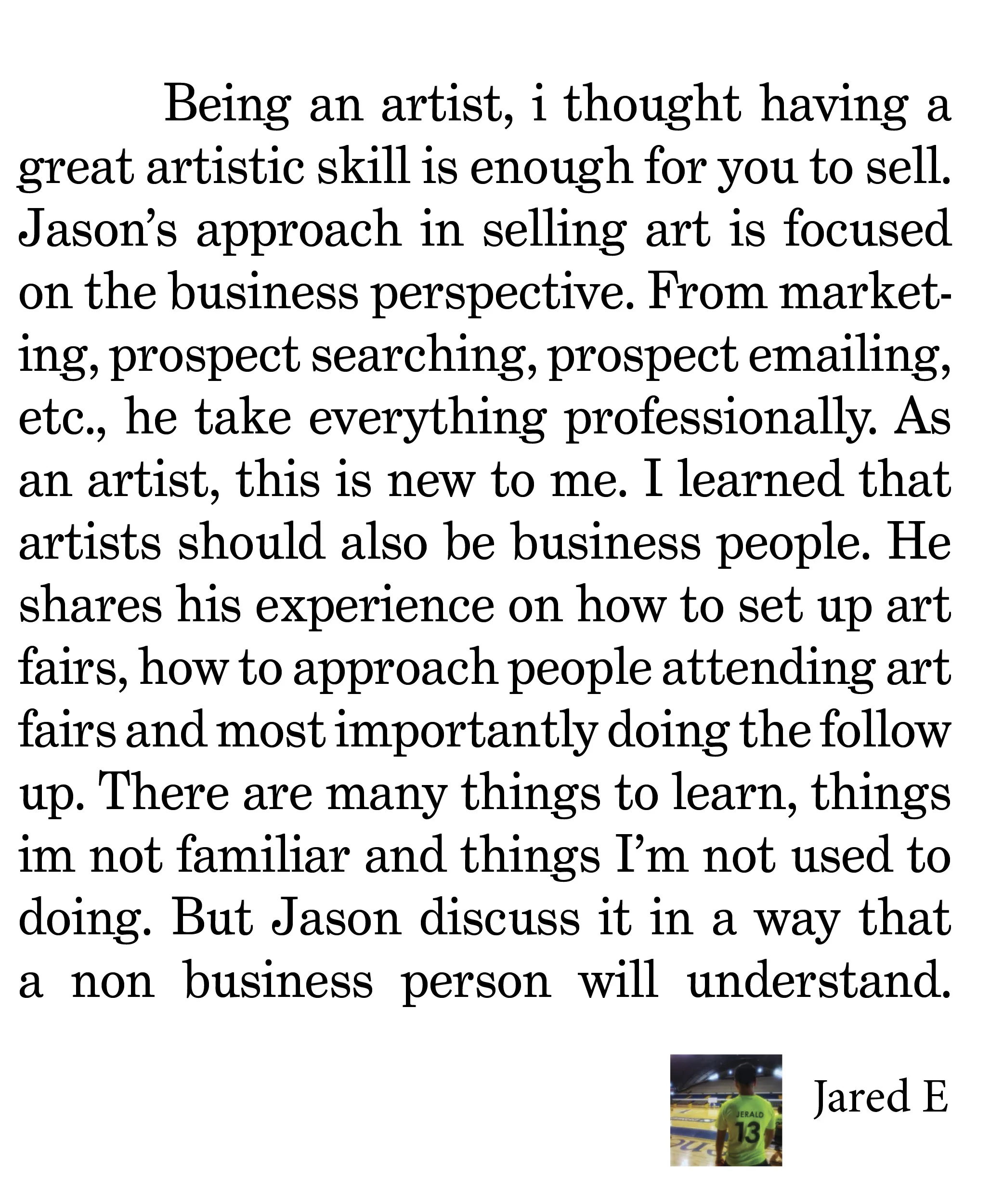 JMFA Jason Matias Fine Art review gallery for the Art of Selling Art
