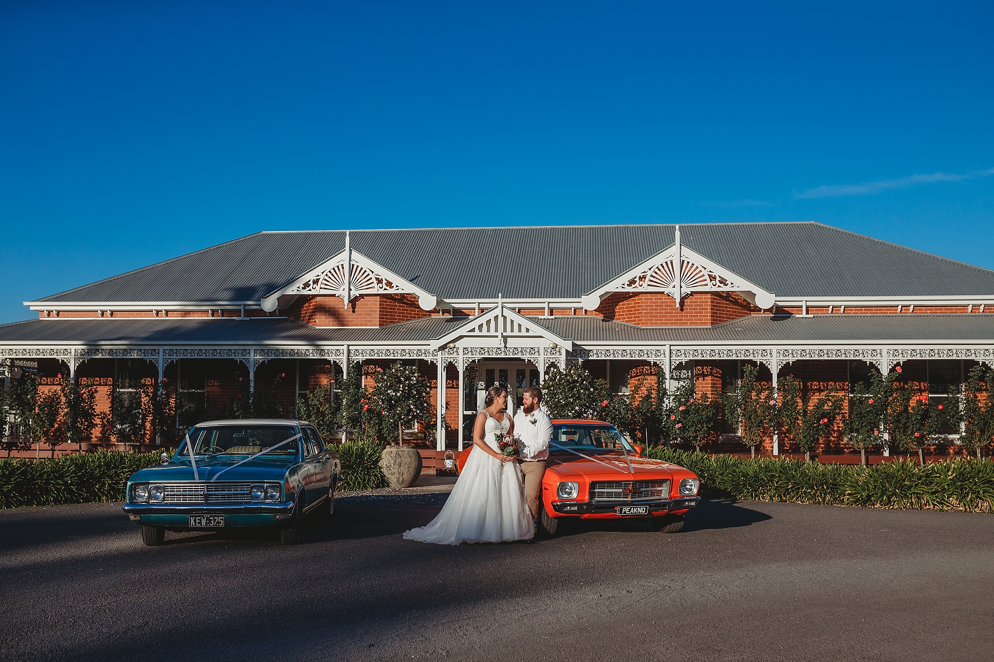 bride and groom at olive house