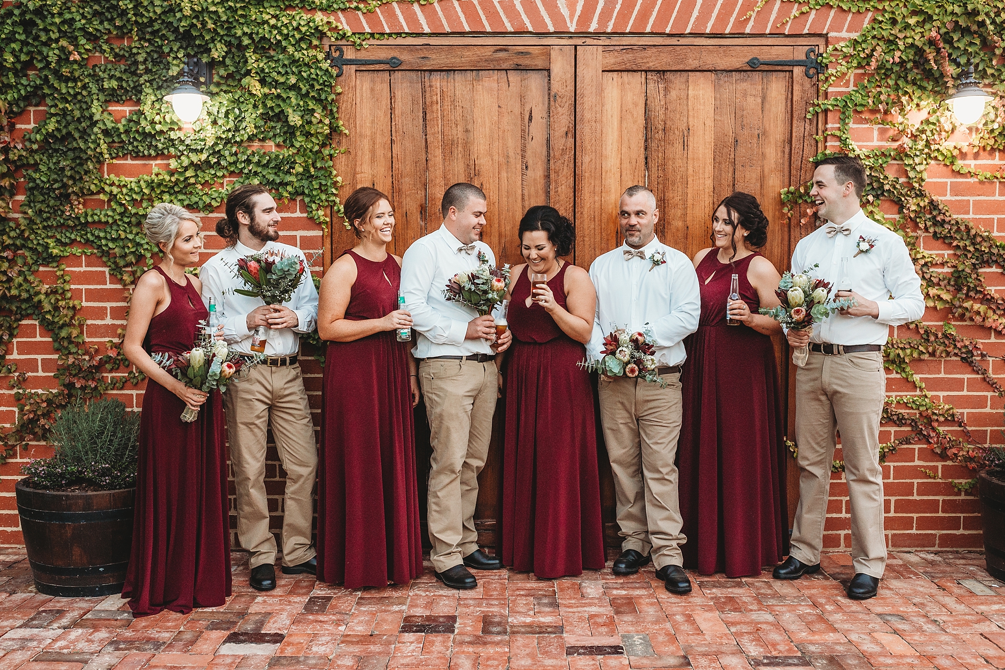 bridal party at olive houses barn